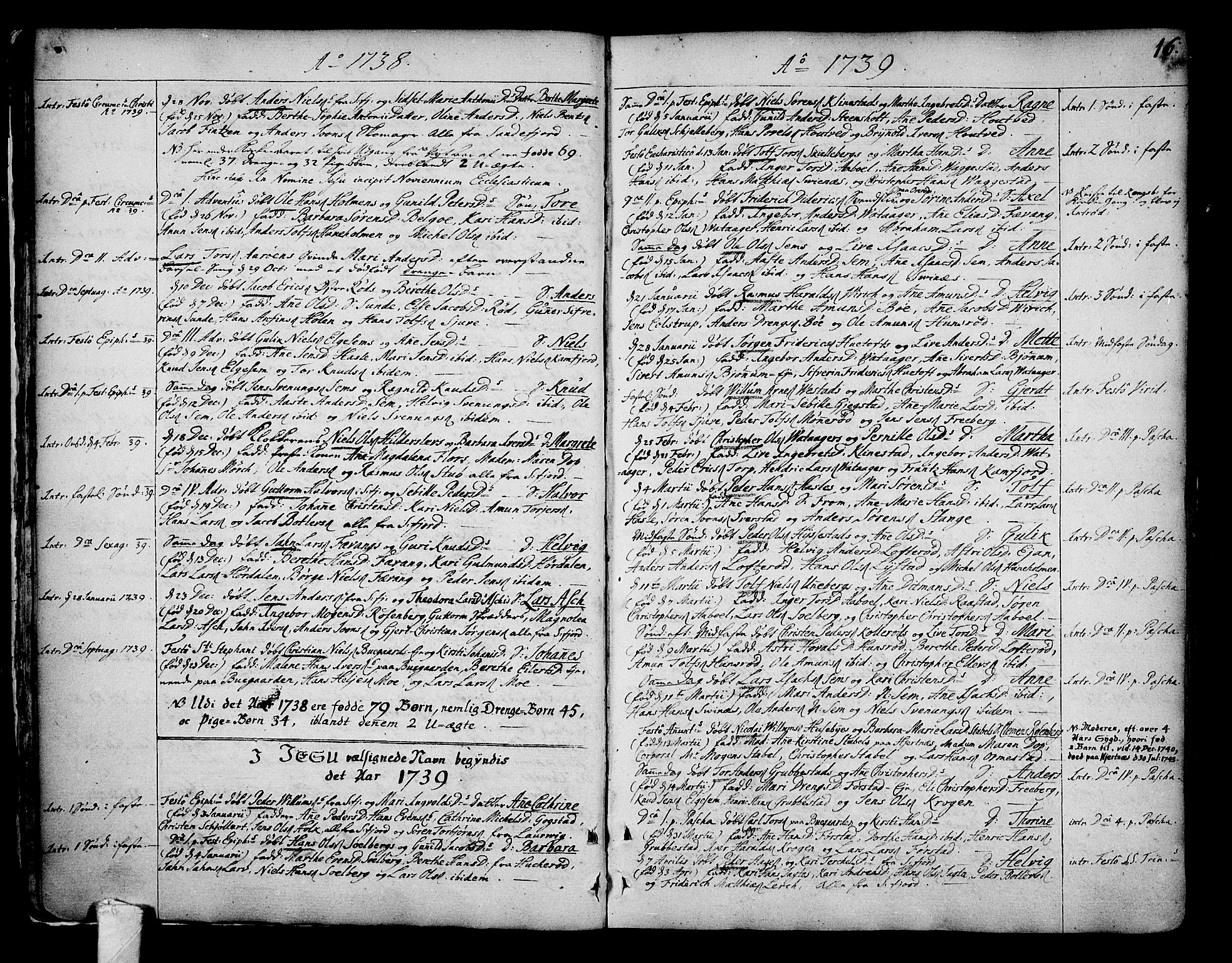 Sandar kirkebøker, SAKO/A-243/F/Fa/L0002: Ministerialbok nr. 2, 1733-1788, s. 16