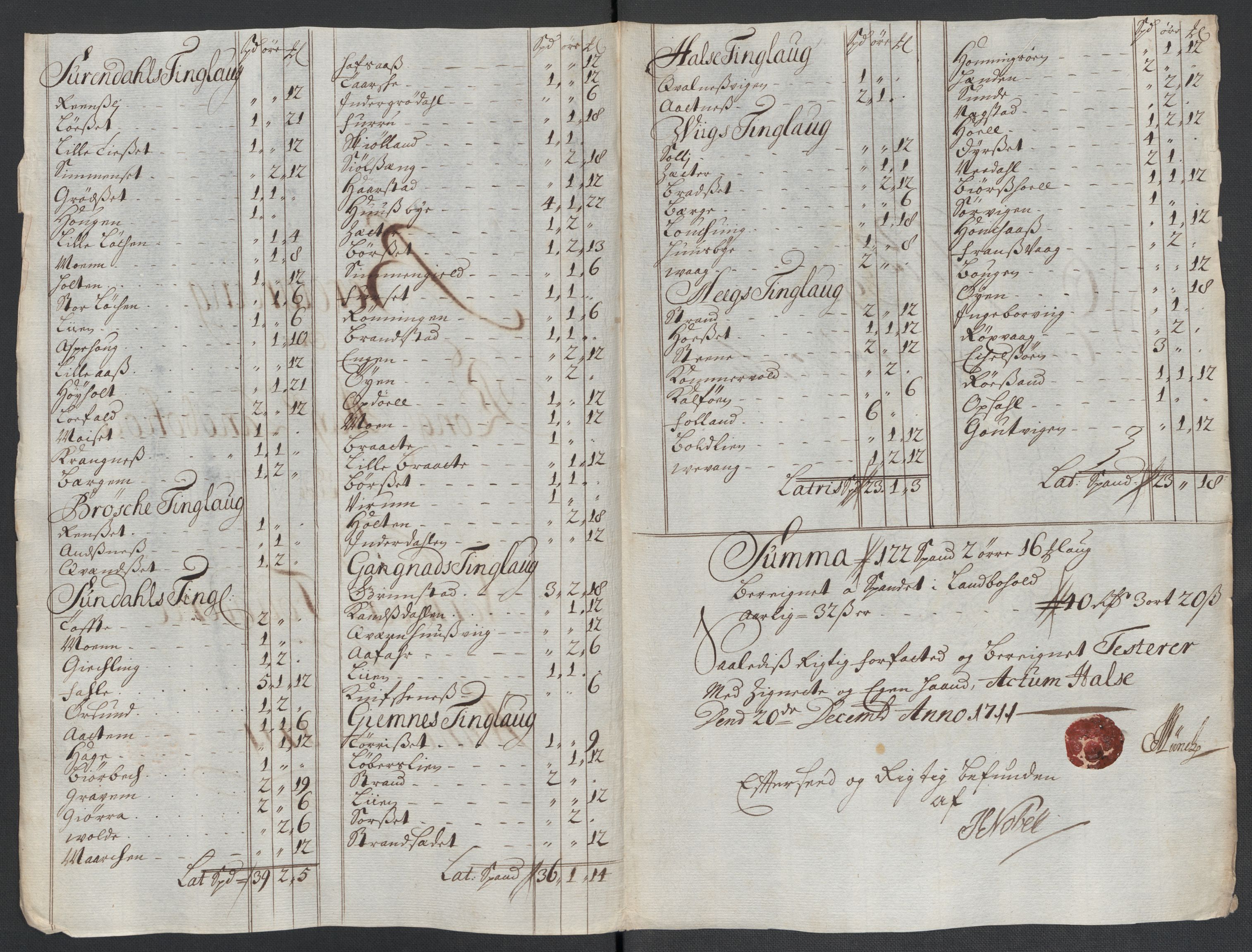 Rentekammeret inntil 1814, Reviderte regnskaper, Fogderegnskap, AV/RA-EA-4092/R56/L3745: Fogderegnskap Nordmøre, 1711, s. 183
