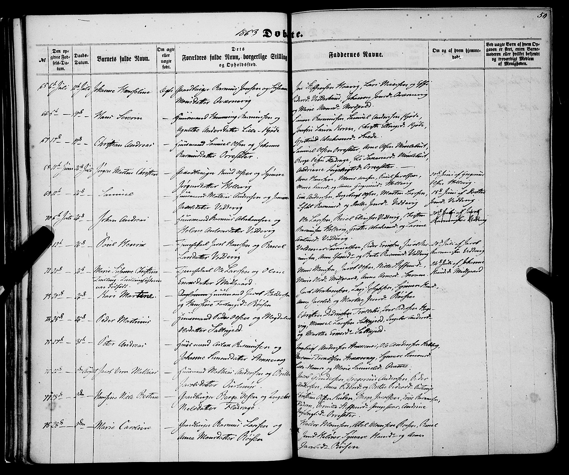 Selje sokneprestembete, AV/SAB-A-99938/H/Ha/Haa/Haaa: Ministerialbok nr. A 11, 1858-1870, s. 50