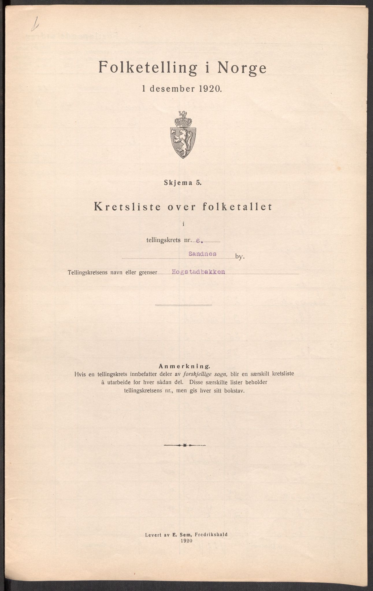 SAST, Folketelling 1920 for 1102 Sandnes ladested, 1920, s. 21