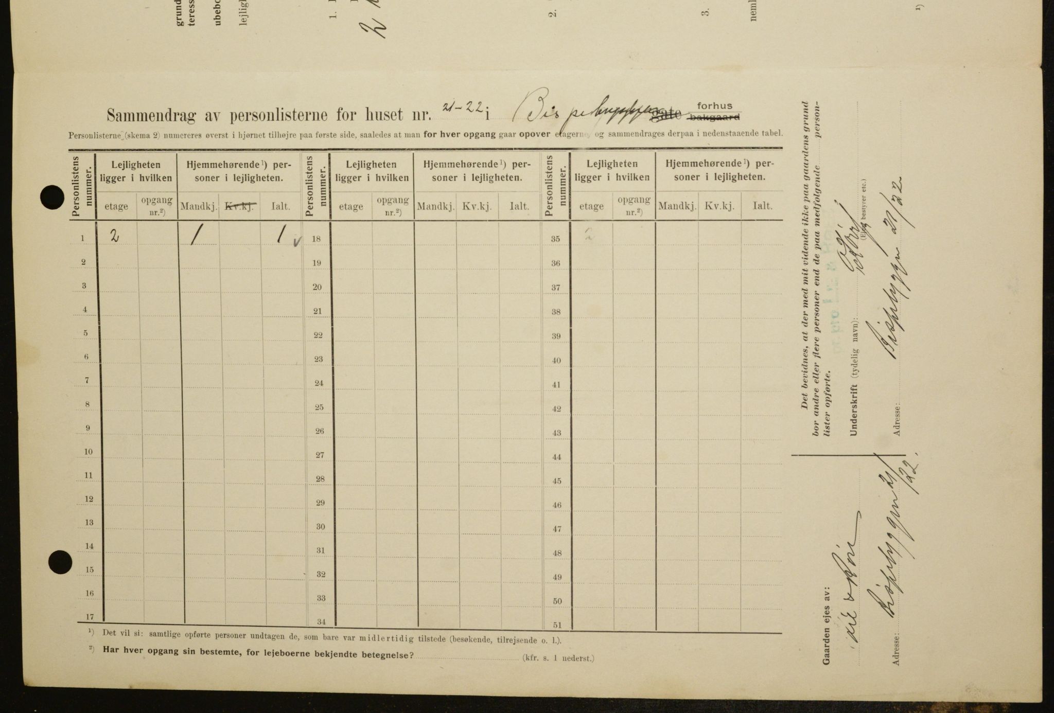 OBA, Kommunal folketelling 1.2.1909 for Kristiania kjøpstad, 1909, s. 4797