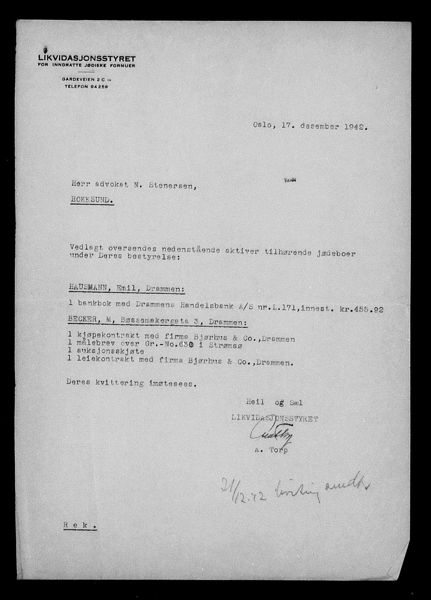 Justisdepartementet, Tilbakeføringskontoret for inndratte formuer, AV/RA-S-1564/H/Hc/Hcd/L0999: --, 1945-1947, s. 64