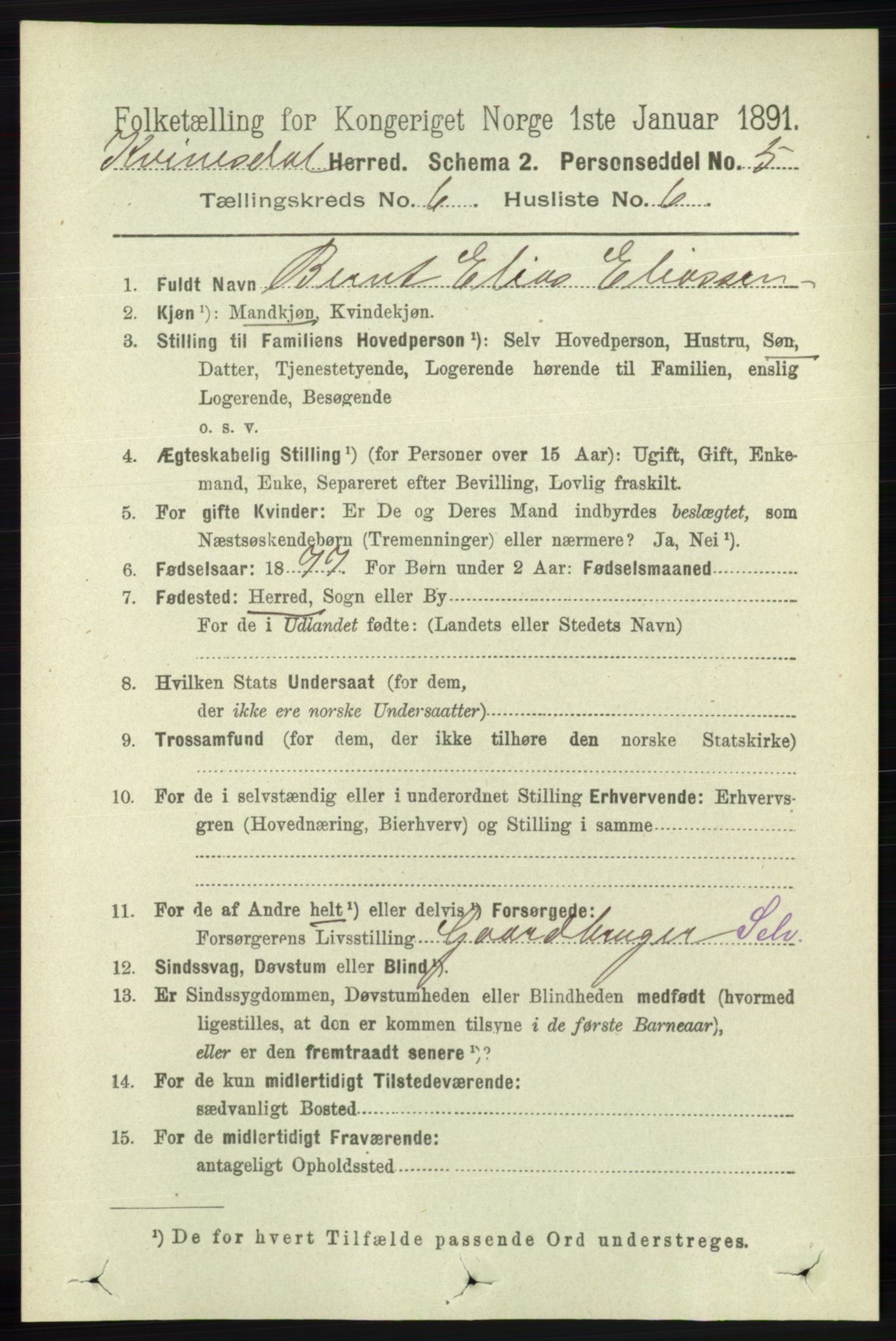 RA, Folketelling 1891 for 1037 Kvinesdal herred, 1891, s. 2138