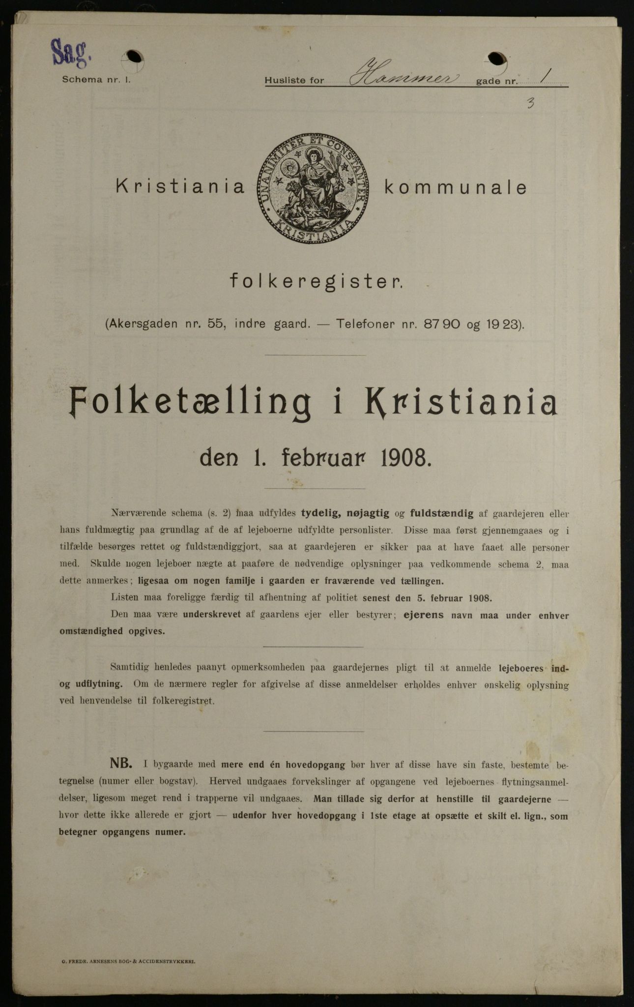 OBA, Kommunal folketelling 1.2.1908 for Kristiania kjøpstad, 1908, s. 30936