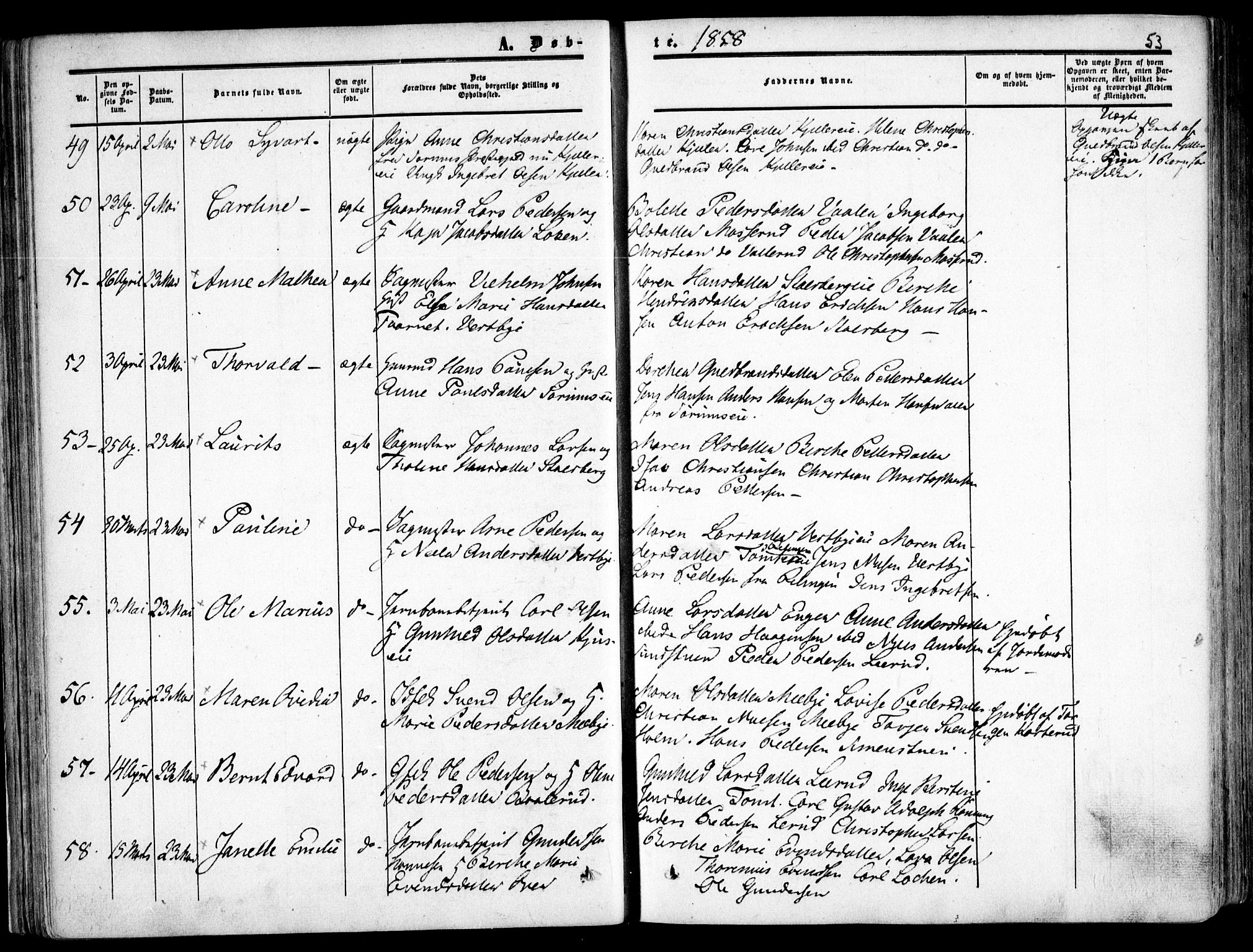 Skedsmo prestekontor Kirkebøker, AV/SAO-A-10033a/F/Fa/L0010: Ministerialbok nr. I 10, 1854-1865, s. 53