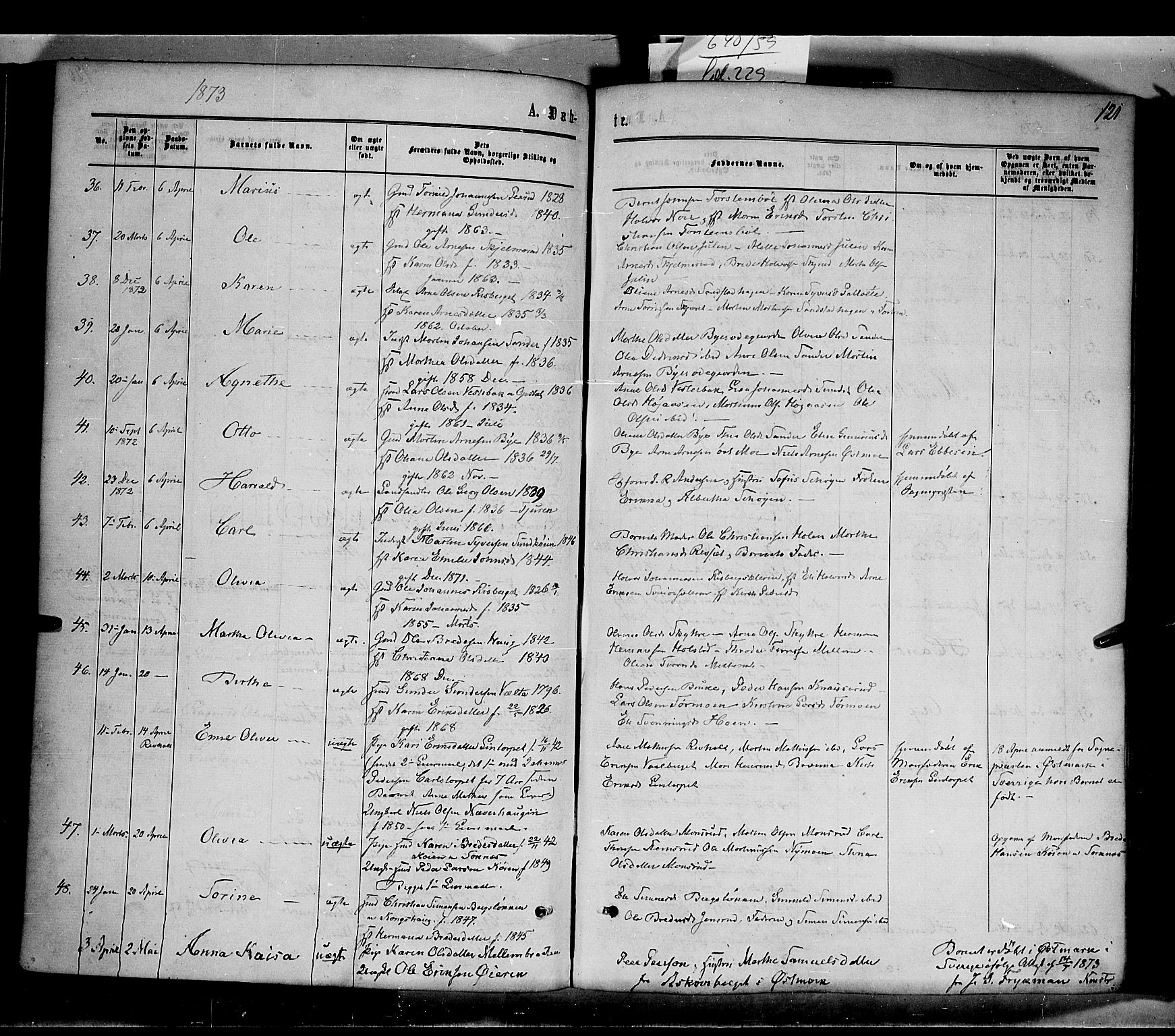 Grue prestekontor, AV/SAH-PREST-036/H/Ha/Haa/L0010: Ministerialbok nr. 10, 1864-1873, s. 121