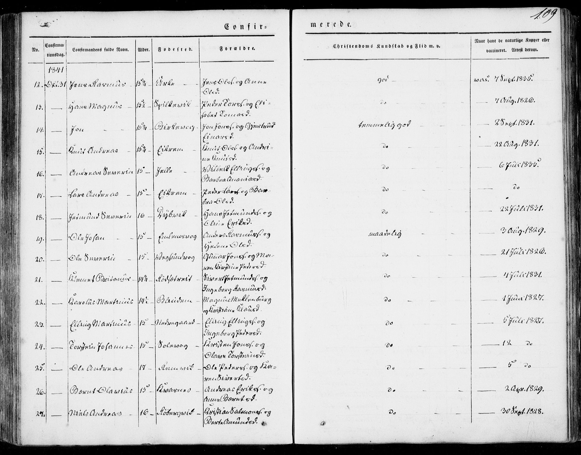 Ministerialprotokoller, klokkerbøker og fødselsregistre - Møre og Romsdal, AV/SAT-A-1454/528/L0396: Ministerialbok nr. 528A07, 1839-1847, s. 109