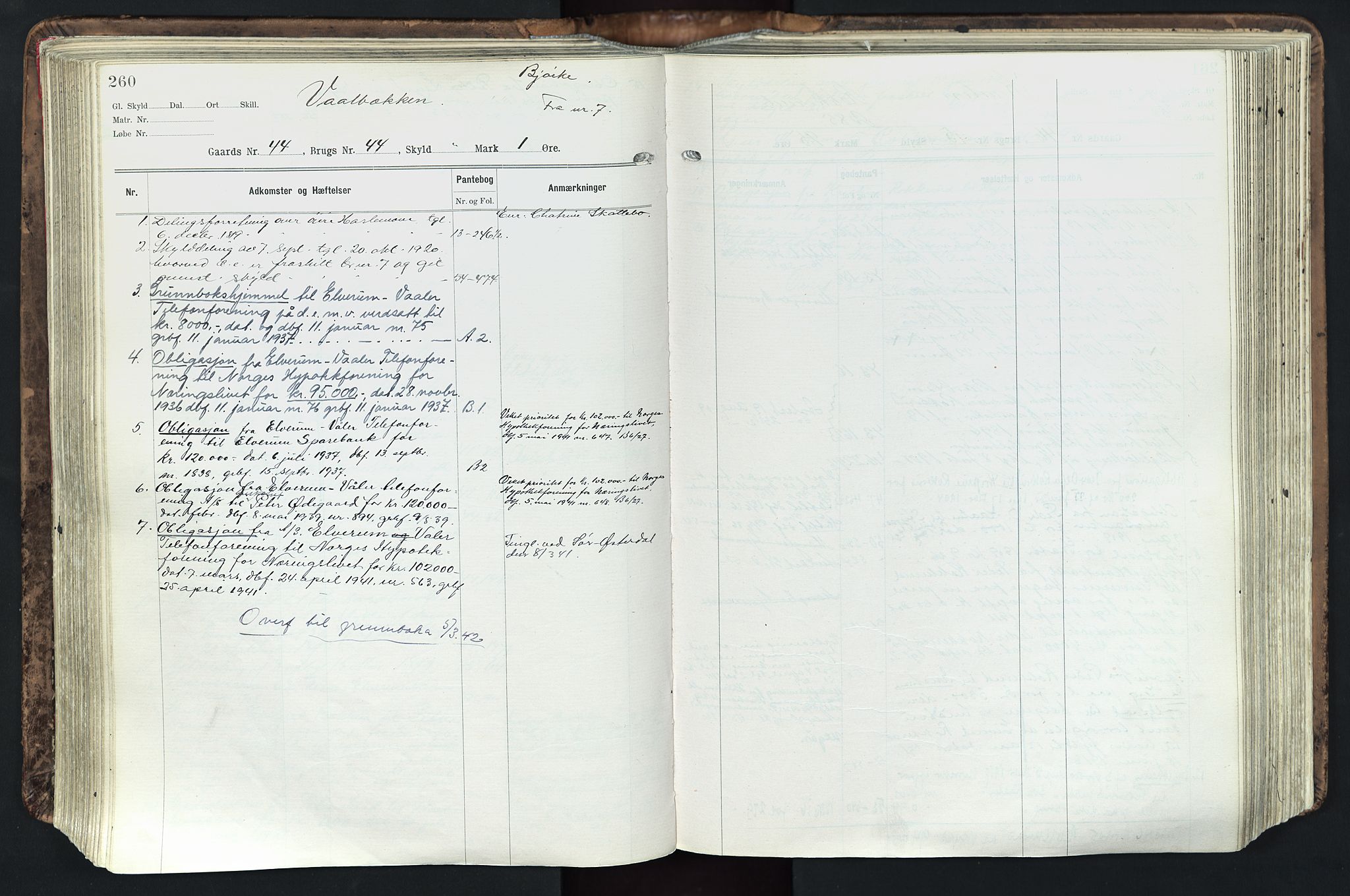 Solør tingrett, AV/SAH-TING-008/H/Ha/Hak/L0003: Panteregister nr. III, 1900-1935, s. 260