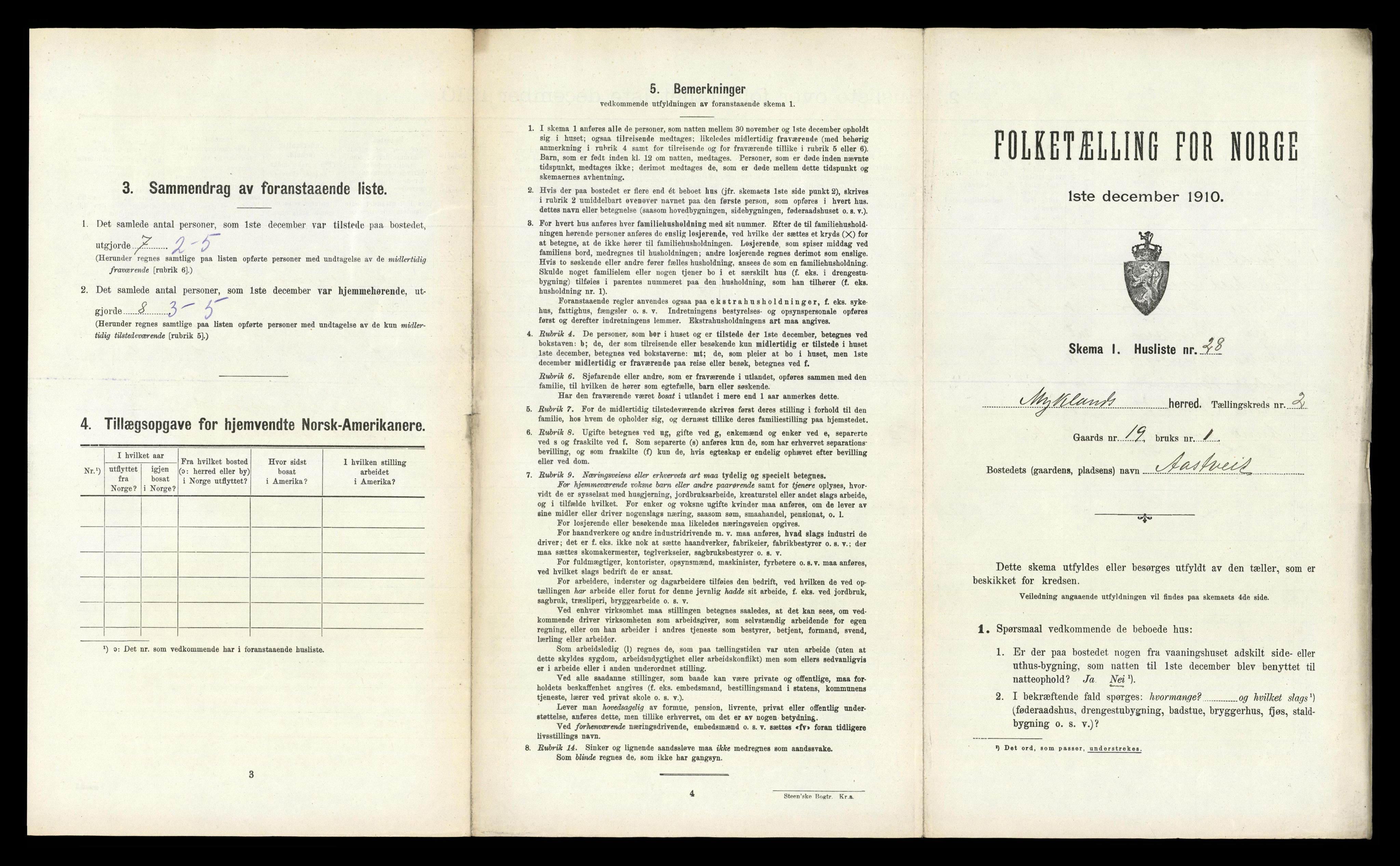 RA, Folketelling 1910 for 0932 Mykland herred, 1910, s. 153