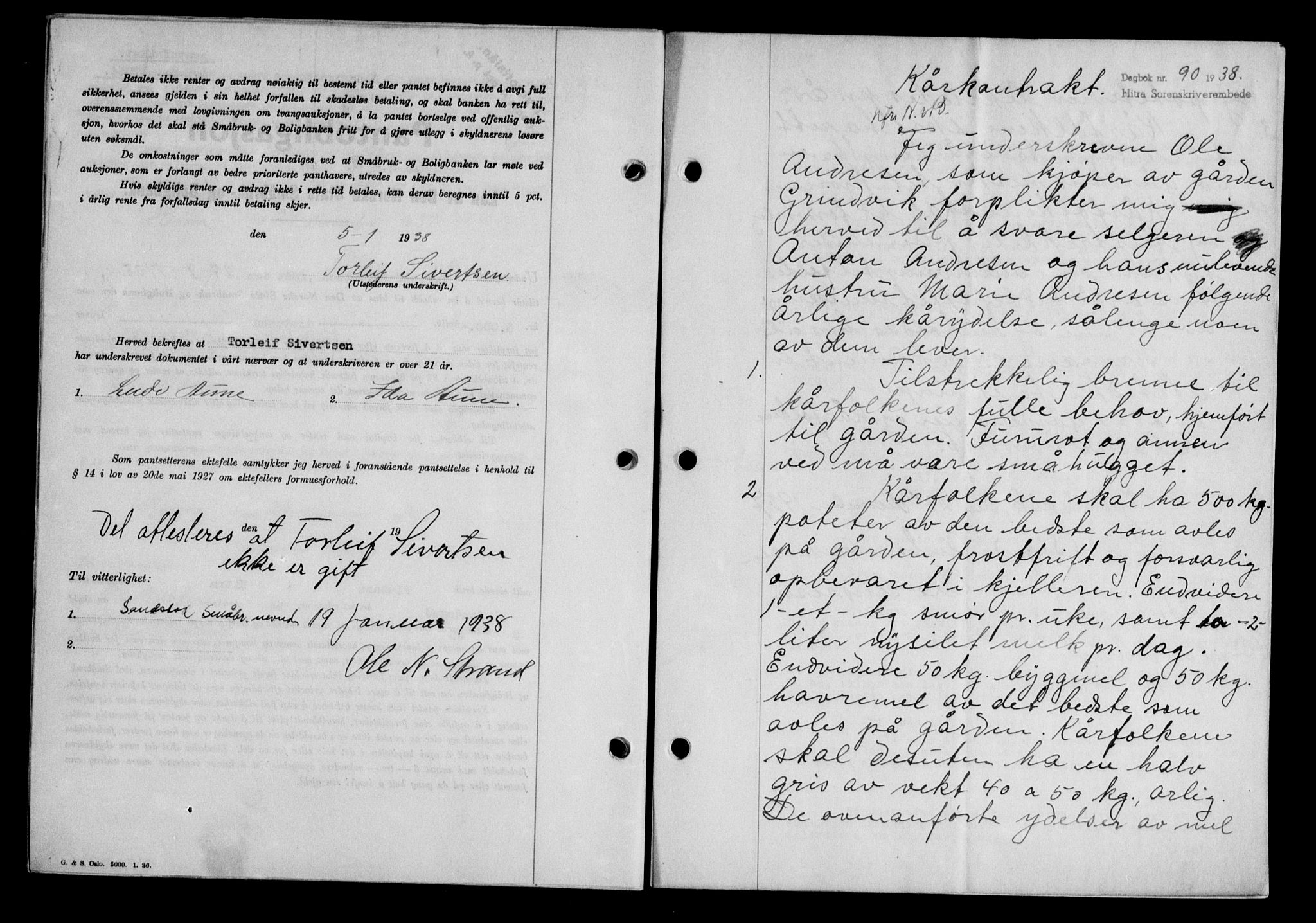 Hitra sorenskriveri, AV/SAT-A-0018/2/2C/2Ca/L0028: Pantebok nr. B-1, 1936-1939, Dagboknr: 90/1938