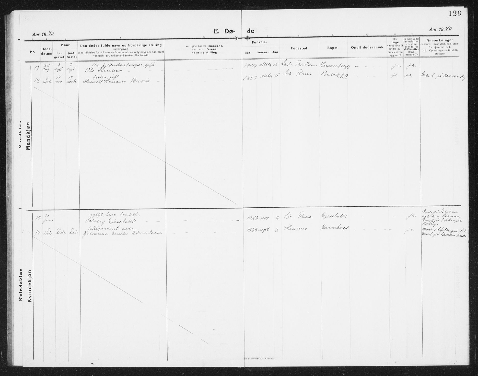 Ministerialprotokoller, klokkerbøker og fødselsregistre - Nordland, AV/SAT-A-1459/825/L0372: Klokkerbok nr. 825C09, 1923-1940, s. 126