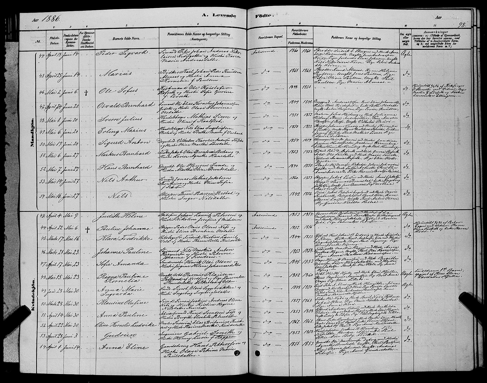 Ministerialprotokoller, klokkerbøker og fødselsregistre - Møre og Romsdal, AV/SAT-A-1454/529/L0466: Klokkerbok nr. 529C03, 1878-1888, s. 98