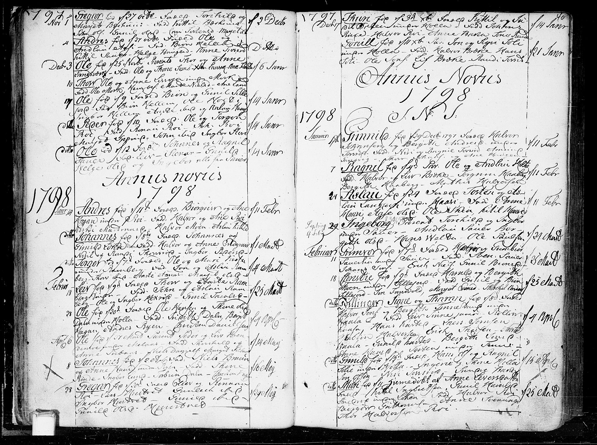 Heddal kirkebøker, AV/SAKO-A-268/F/Fa/L0004: Ministerialbok nr. I 4, 1784-1814, s. 40