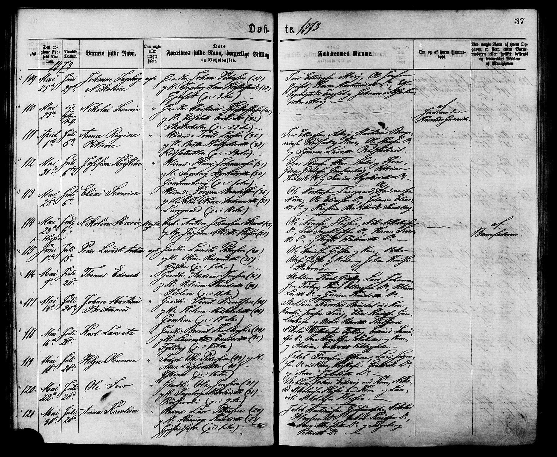 Ministerialprotokoller, klokkerbøker og fødselsregistre - Møre og Romsdal, AV/SAT-A-1454/528/L0400: Ministerialbok nr. 528A11, 1871-1879, s. 37