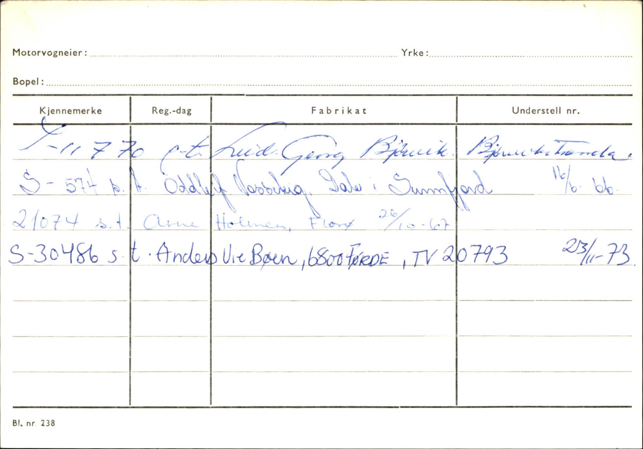 Statens vegvesen, Sogn og Fjordane vegkontor, SAB/A-5301/4/F/L0125: Eigarregister Sogndal V-Å. Aurland A-Å. Fjaler A-N, 1945-1975, s. 2420