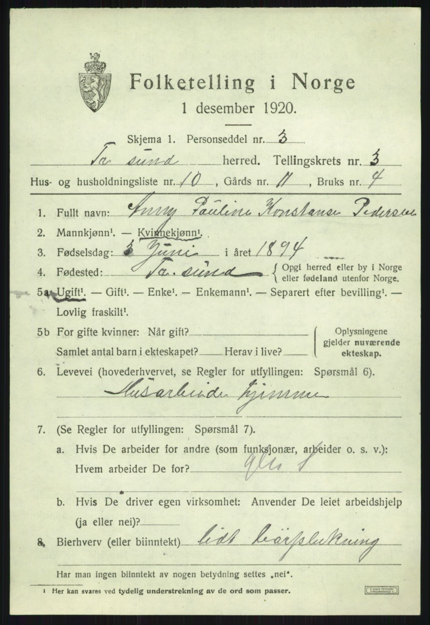 SATØ, Folketelling 1920 for 1934 Tromsøysund herred, 1920, s. 2816