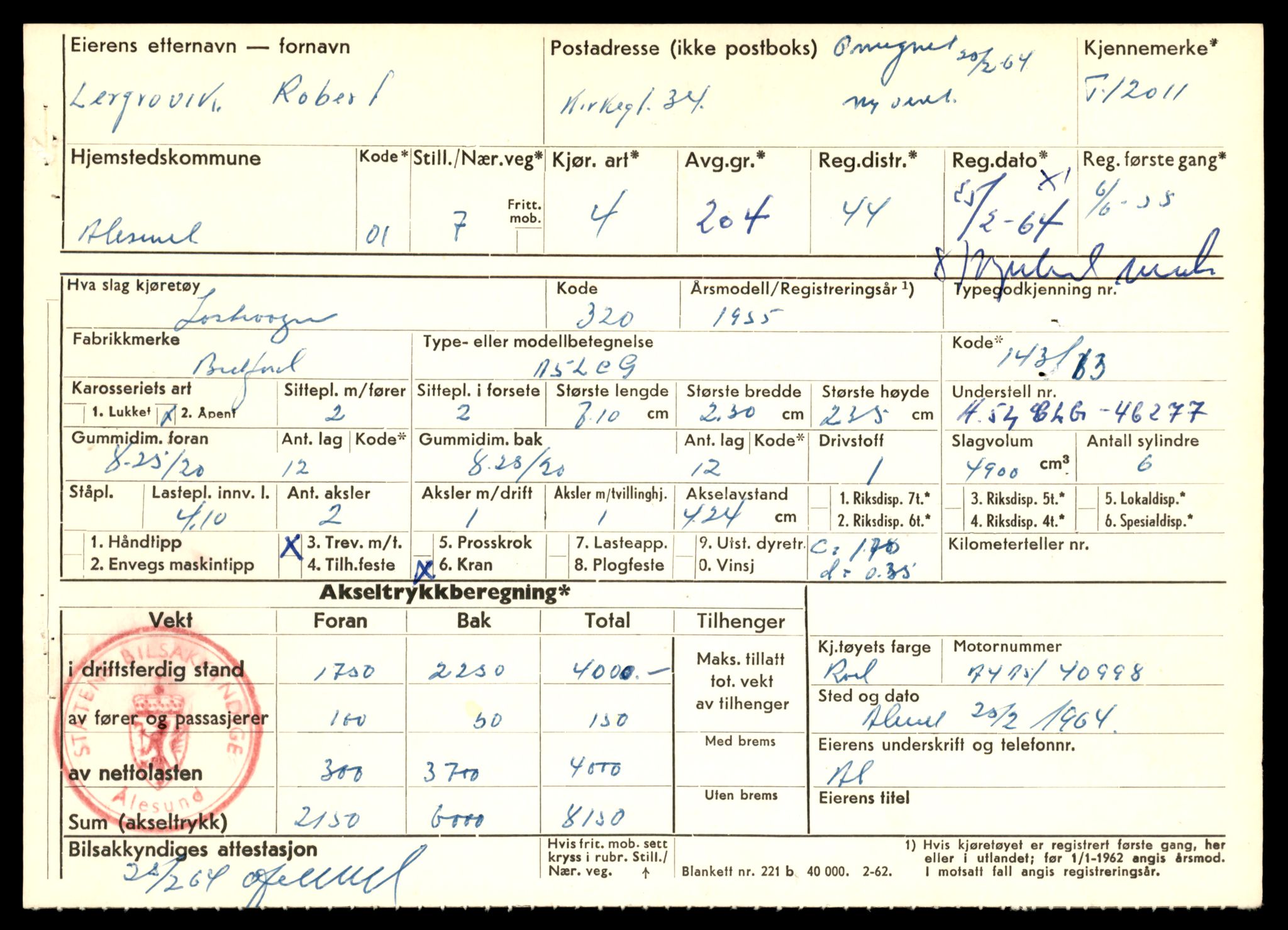 Møre og Romsdal vegkontor - Ålesund trafikkstasjon, AV/SAT-A-4099/F/Fe/L0032: Registreringskort for kjøretøy T 11997 - T 12149, 1927-1998, s. 329