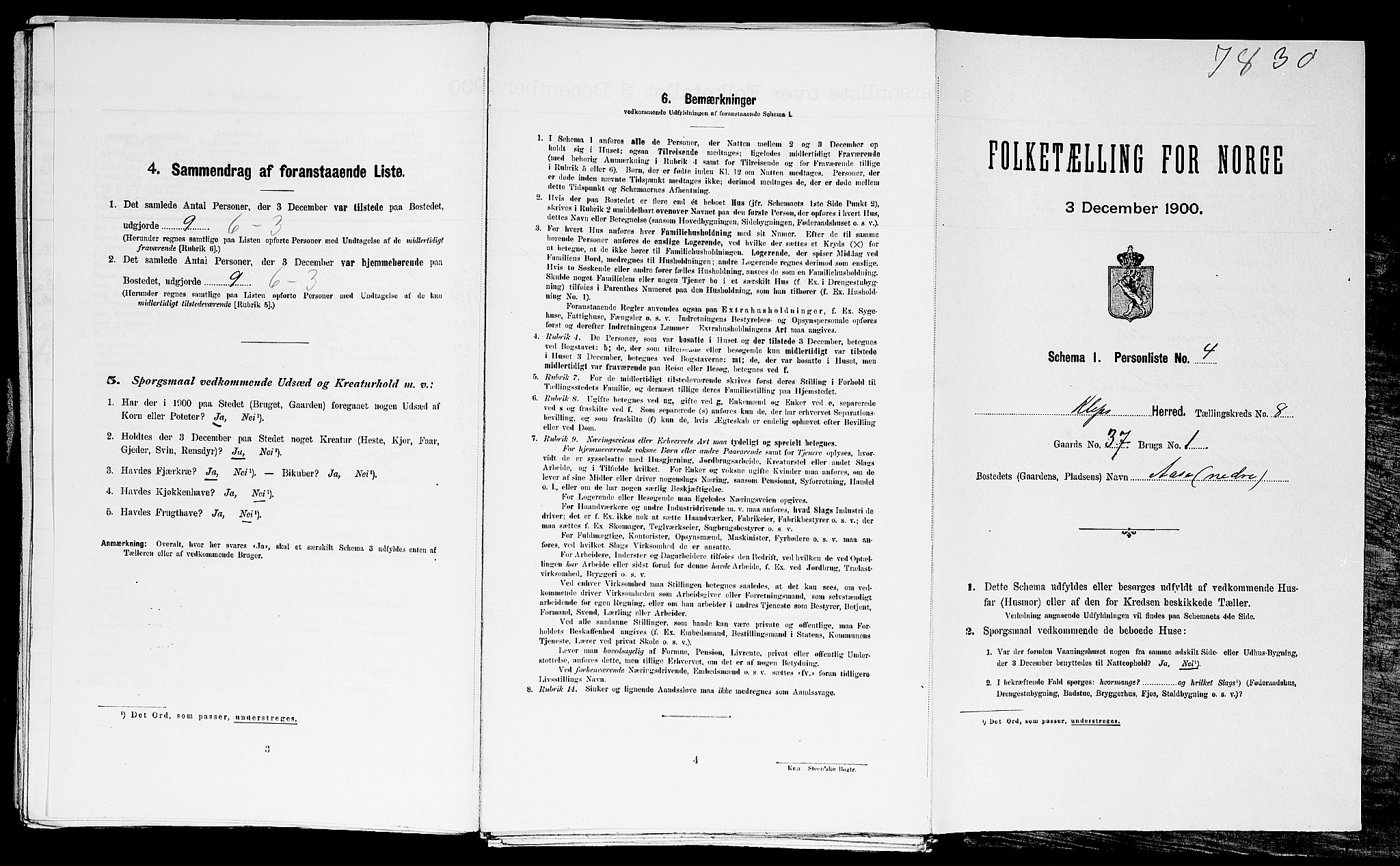 SAST, Folketelling 1900 for 1120 Klepp herred, 1900, s. 717