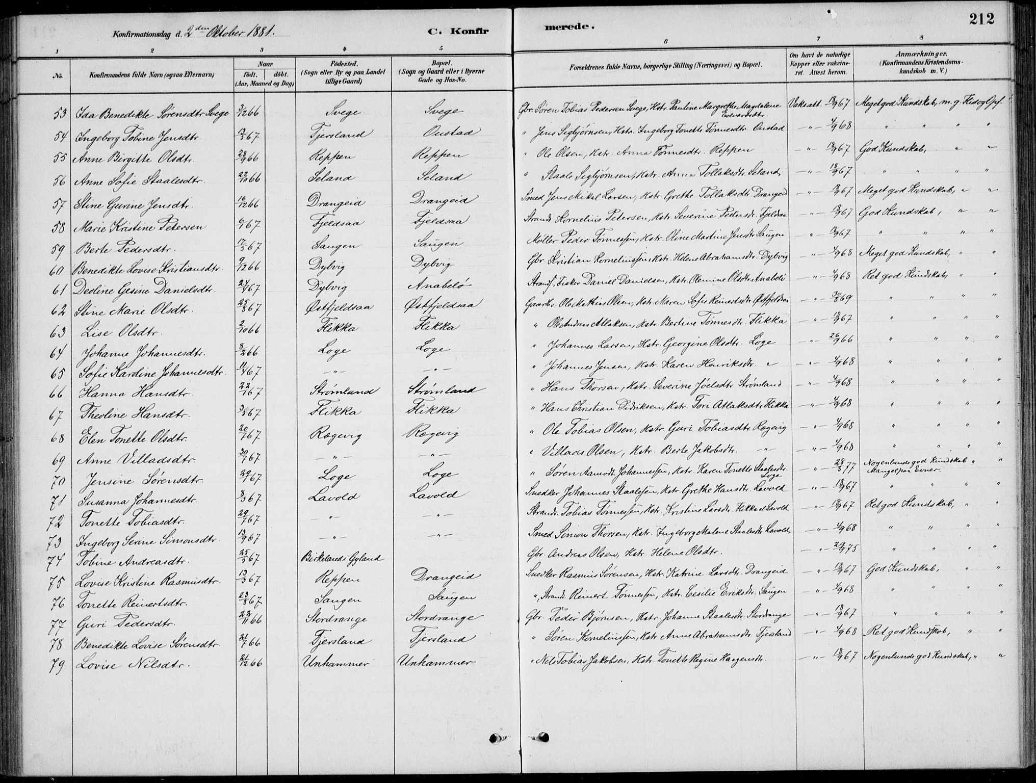 Flekkefjord sokneprestkontor, AV/SAK-1111-0012/F/Fb/Fbc/L0007: Klokkerbok nr. B 7, 1880-1902, s. 212