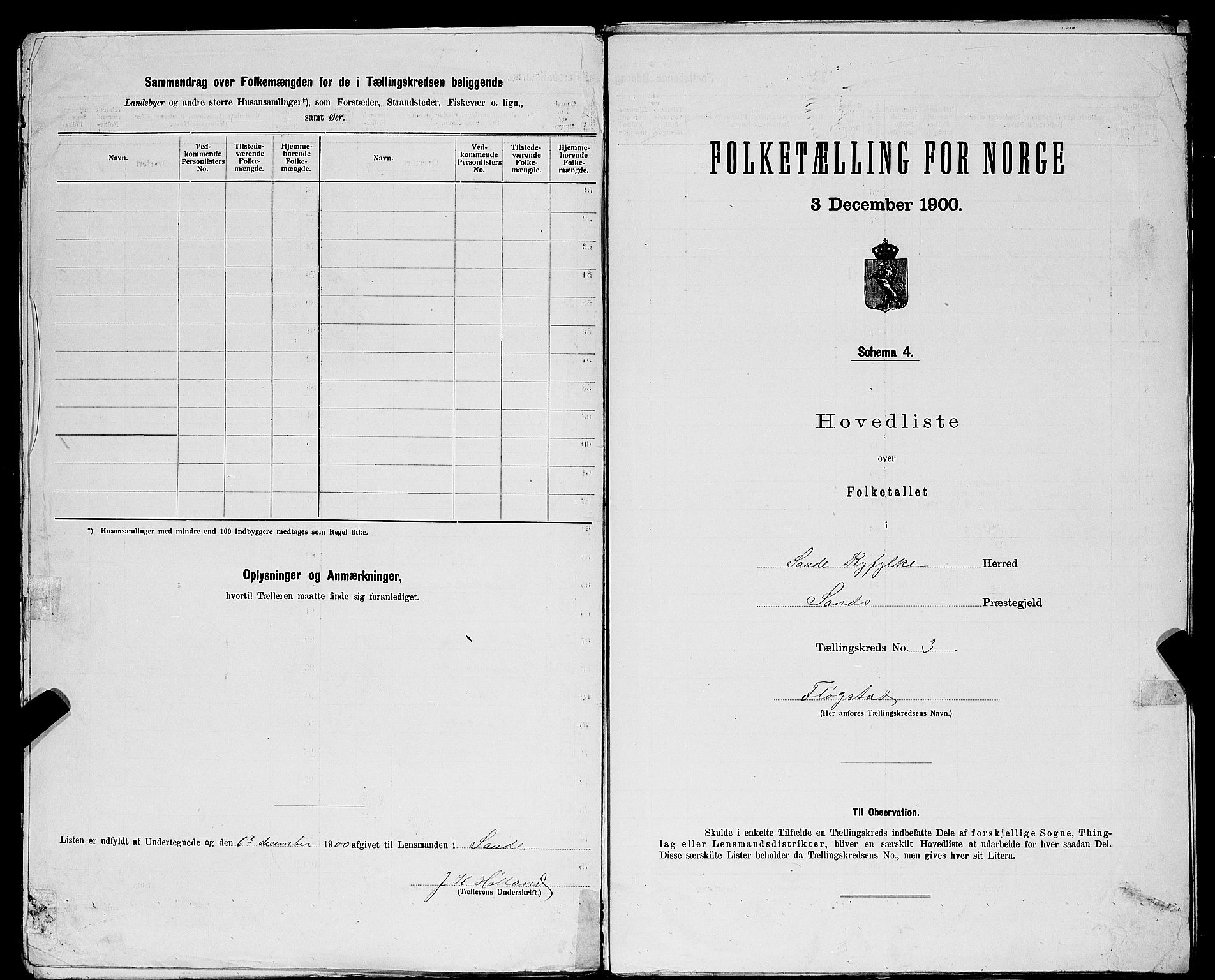 SAST, Folketelling 1900 for 1135 Sauda herred, 1900, s. 18