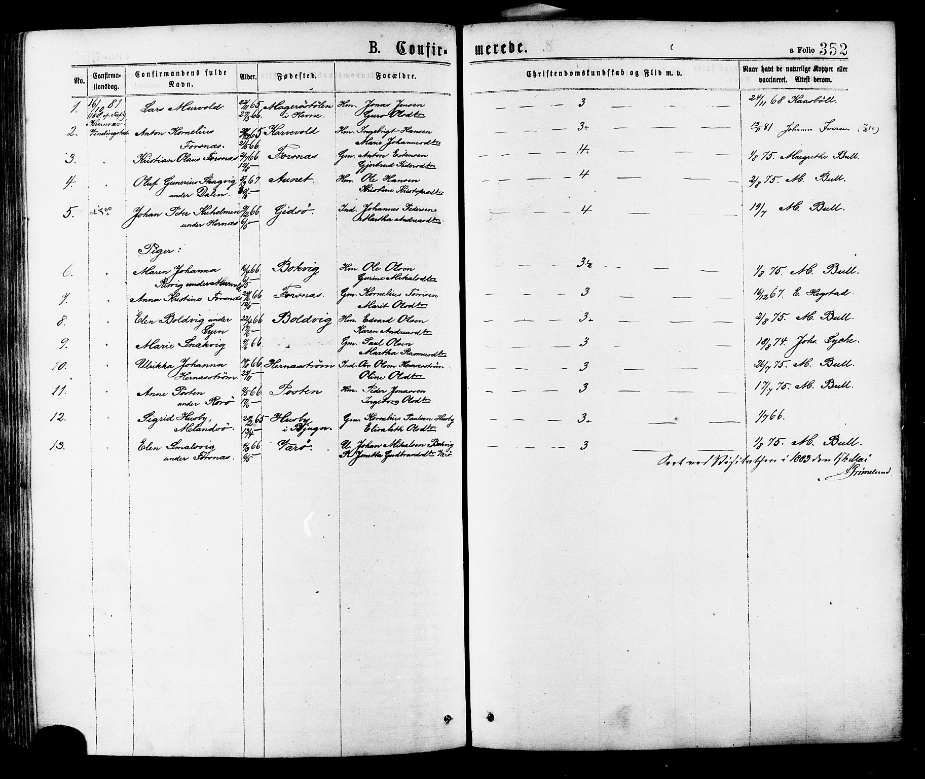 Ministerialprotokoller, klokkerbøker og fødselsregistre - Sør-Trøndelag, AV/SAT-A-1456/634/L0532: Ministerialbok nr. 634A08, 1871-1881, s. 352