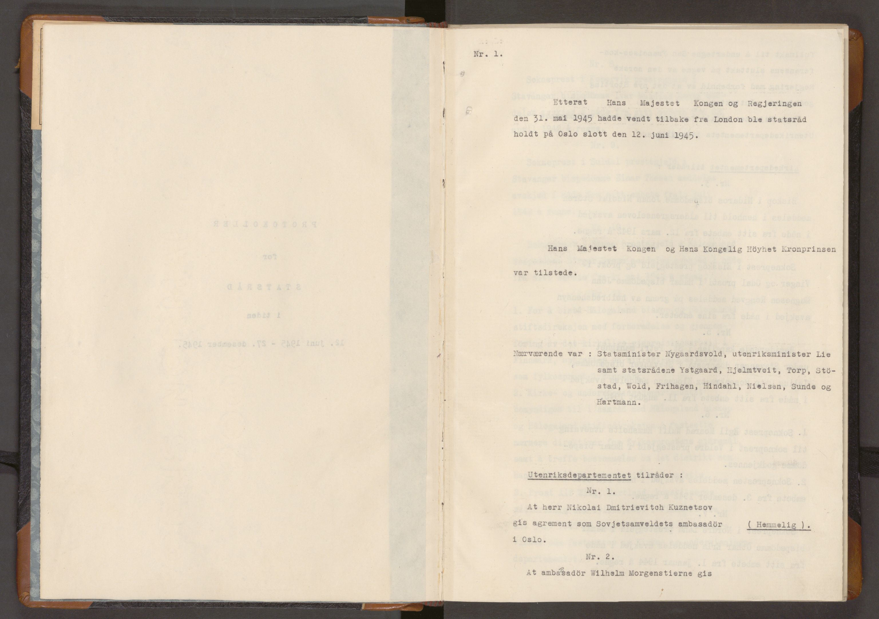 Statsrådssekretariatet, RA/S-1001/A/Ac/L0129: Kgl. res. 12/6-27/12, 1945