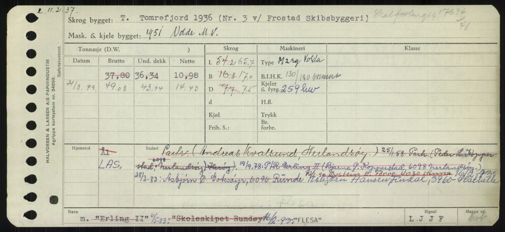 Sjøfartsdirektoratet med forløpere, Skipsmålingen, AV/RA-S-1627/H/Ha/L0002/0001: Fartøy, Eik-Hill / Fartøy, Eik-F, s. 587