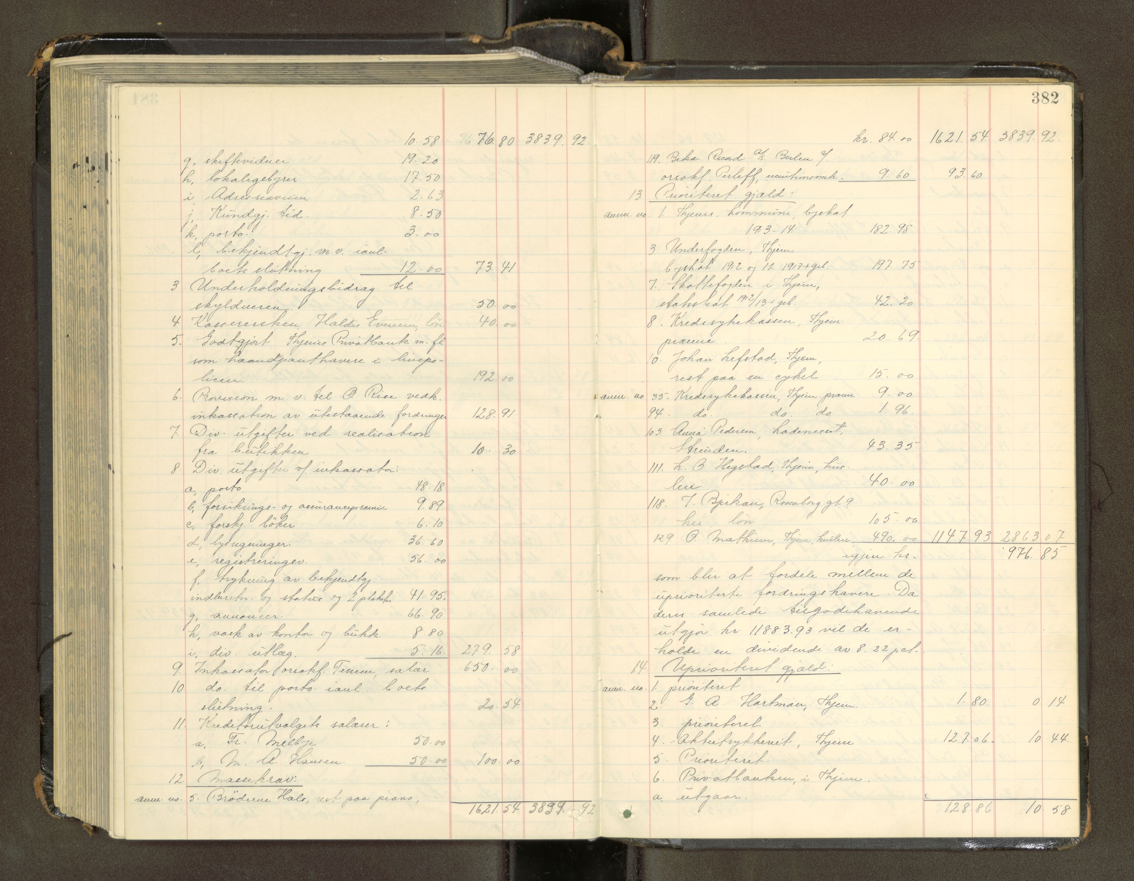 Trondheim byfogd, SAT/A-0003/1/3/3A/L0041: Skifteutlodningsprotokoll - 1710-5/2. (m/ register), 1913-1916, s. 382