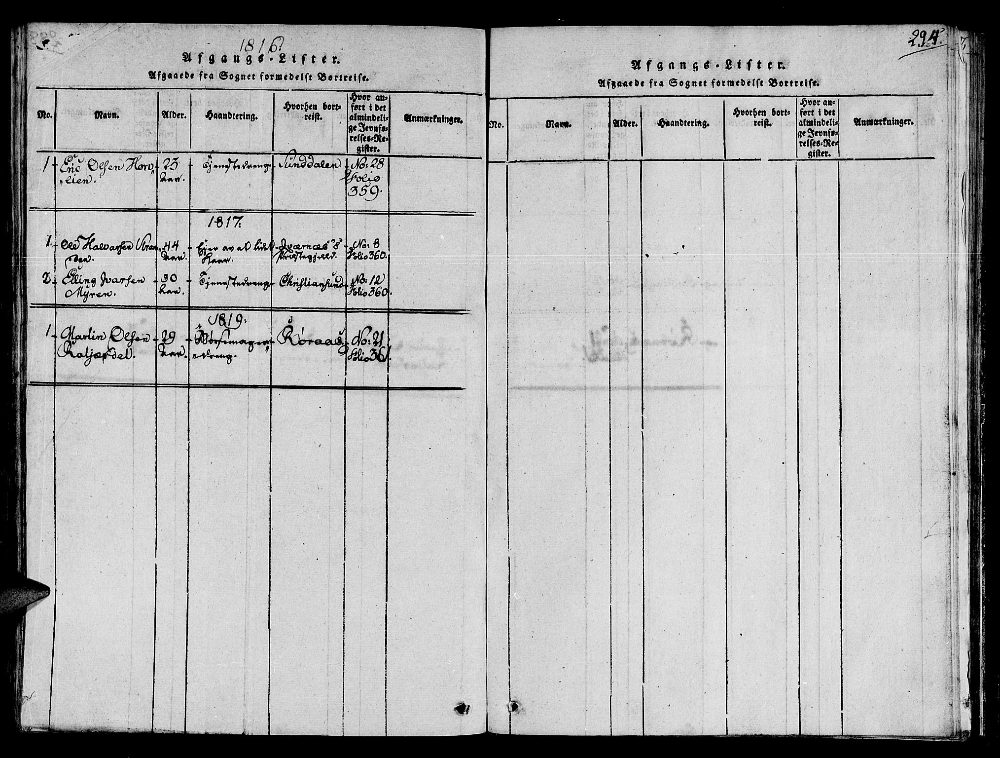 Ministerialprotokoller, klokkerbøker og fødselsregistre - Sør-Trøndelag, SAT/A-1456/678/L0896: Ministerialbok nr. 678A05 /2, 1816-1821, s. 294