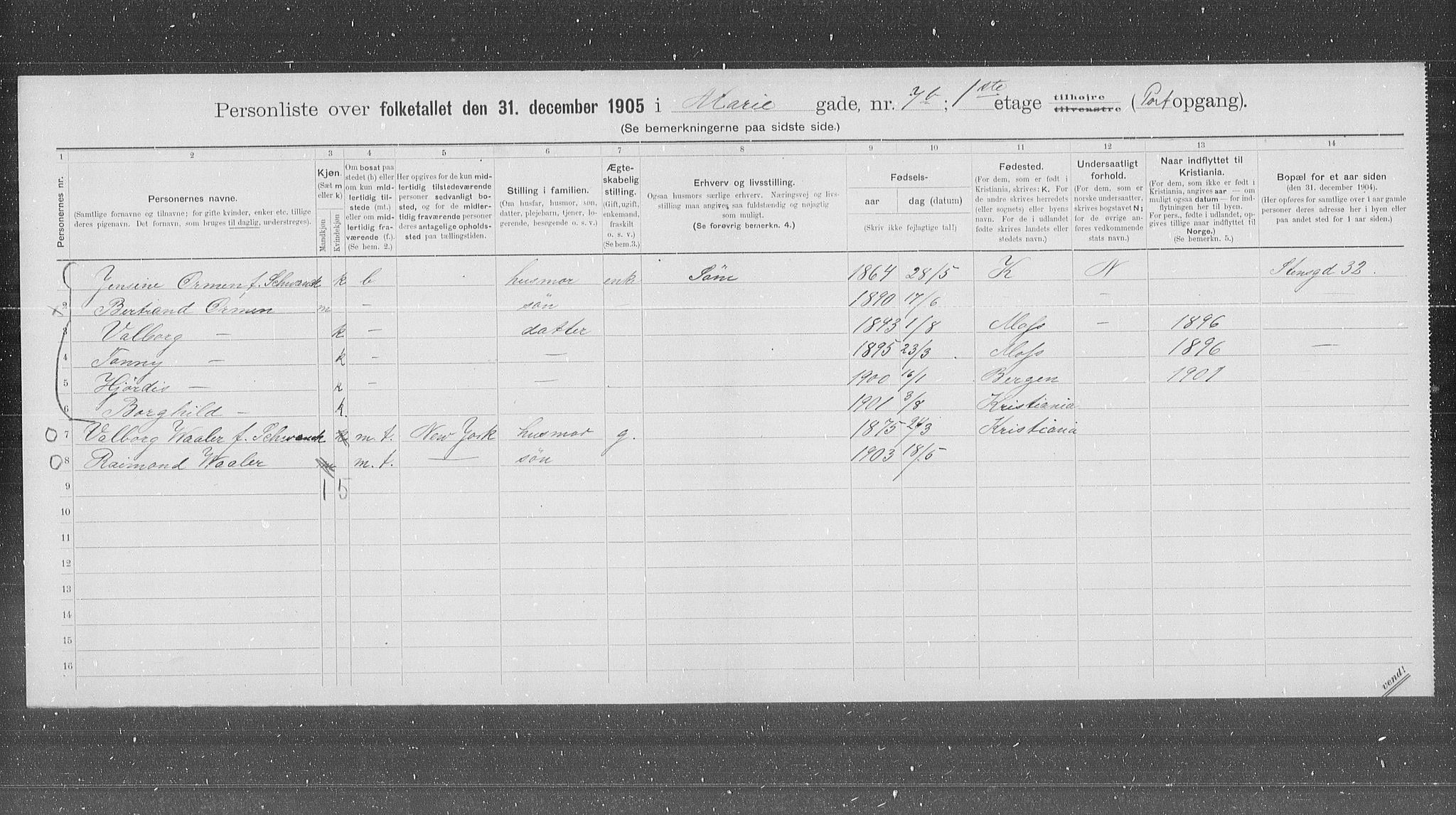 OBA, Kommunal folketelling 31.12.1905 for Kristiania kjøpstad, 1905, s. 33035