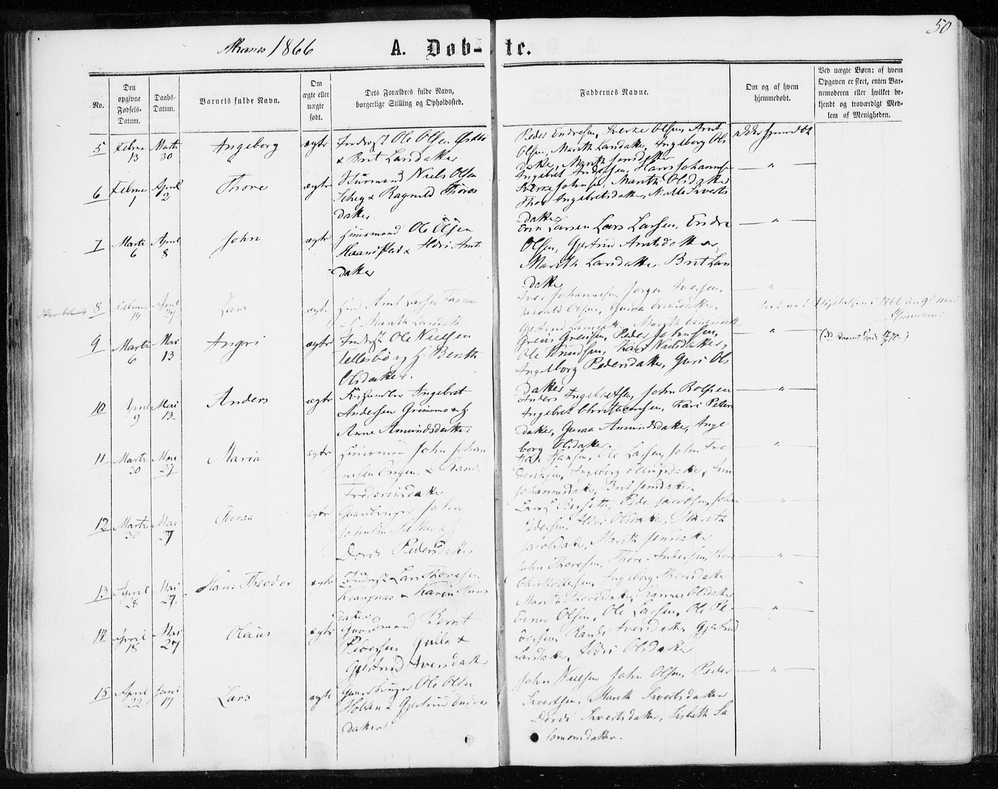 Ministerialprotokoller, klokkerbøker og fødselsregistre - Møre og Romsdal, SAT/A-1454/595/L1045: Ministerialbok nr. 595A07, 1863-1873, s. 50