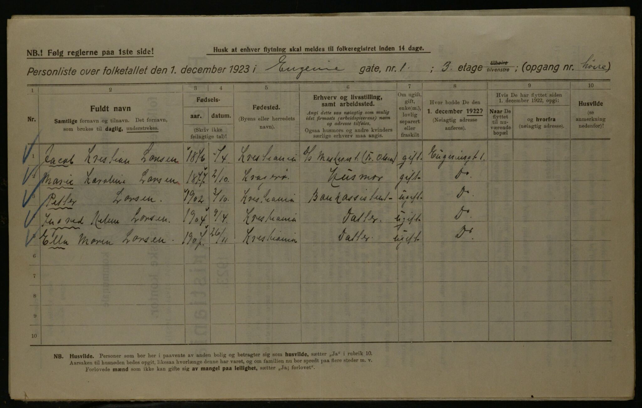 OBA, Kommunal folketelling 1.12.1923 for Kristiania, 1923, s. 25532