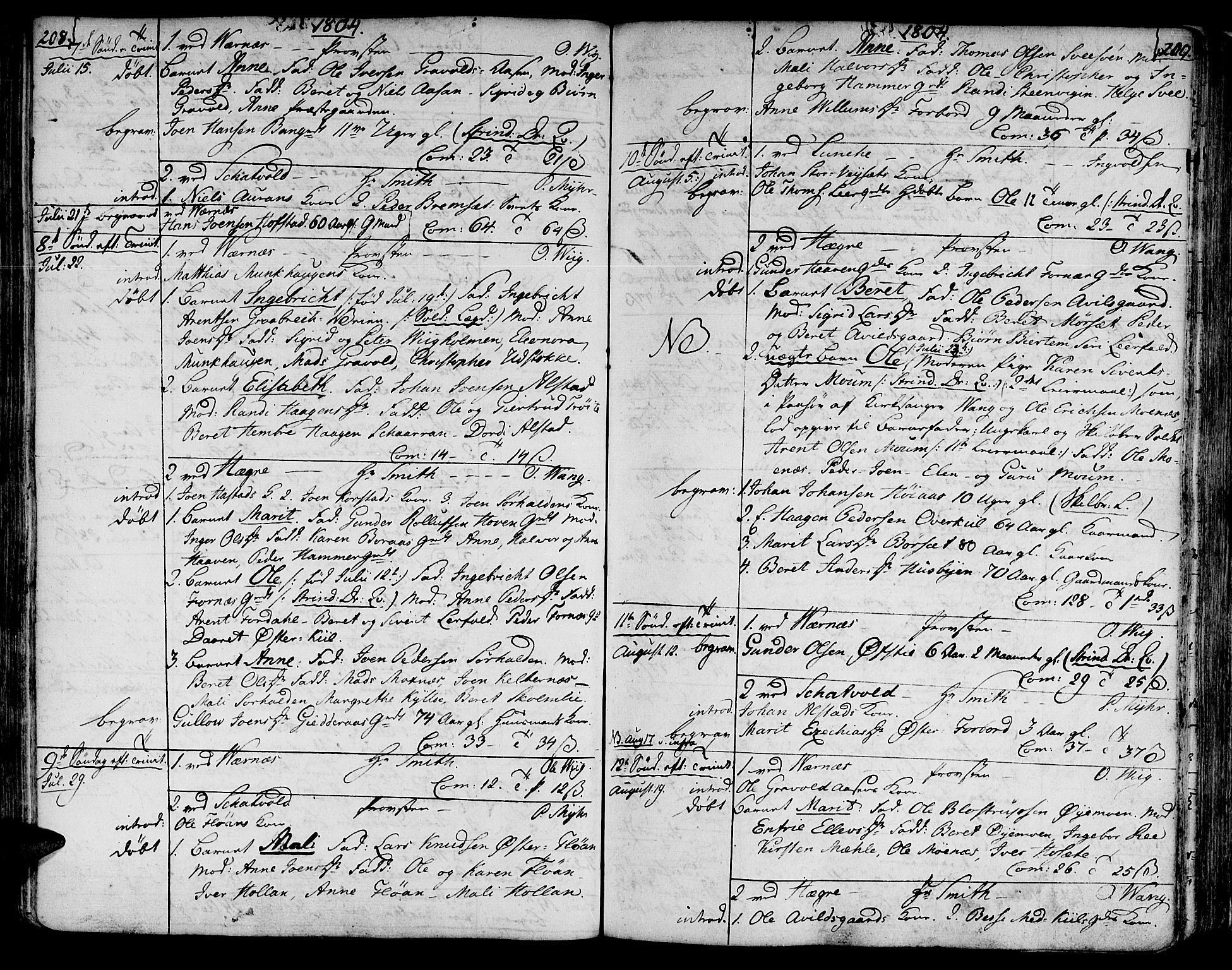 Ministerialprotokoller, klokkerbøker og fødselsregistre - Nord-Trøndelag, AV/SAT-A-1458/709/L0060: Ministerialbok nr. 709A07, 1797-1815, s. 208-209