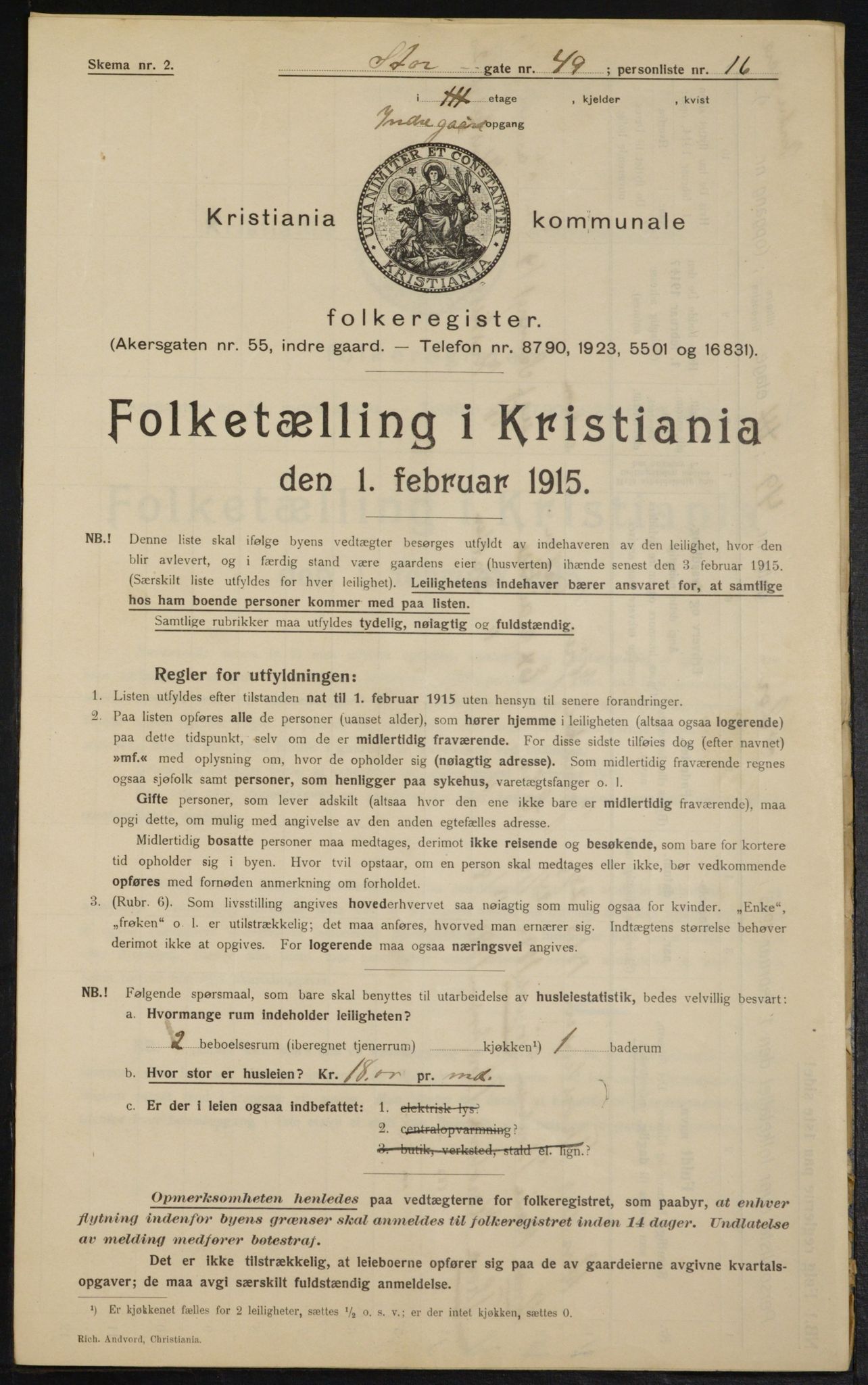 OBA, Kommunal folketelling 1.2.1915 for Kristiania, 1915, s. 103654