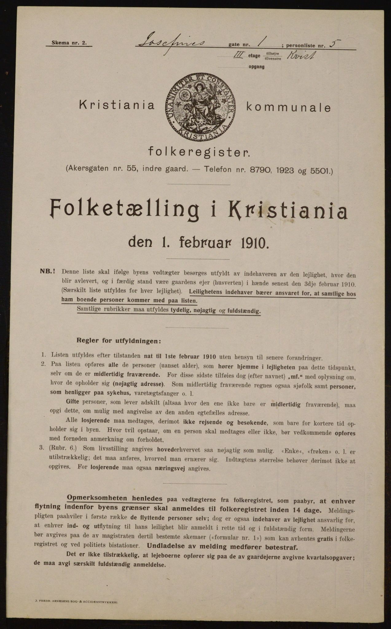 OBA, Kommunal folketelling 1.2.1910 for Kristiania, 1910, s. 45985