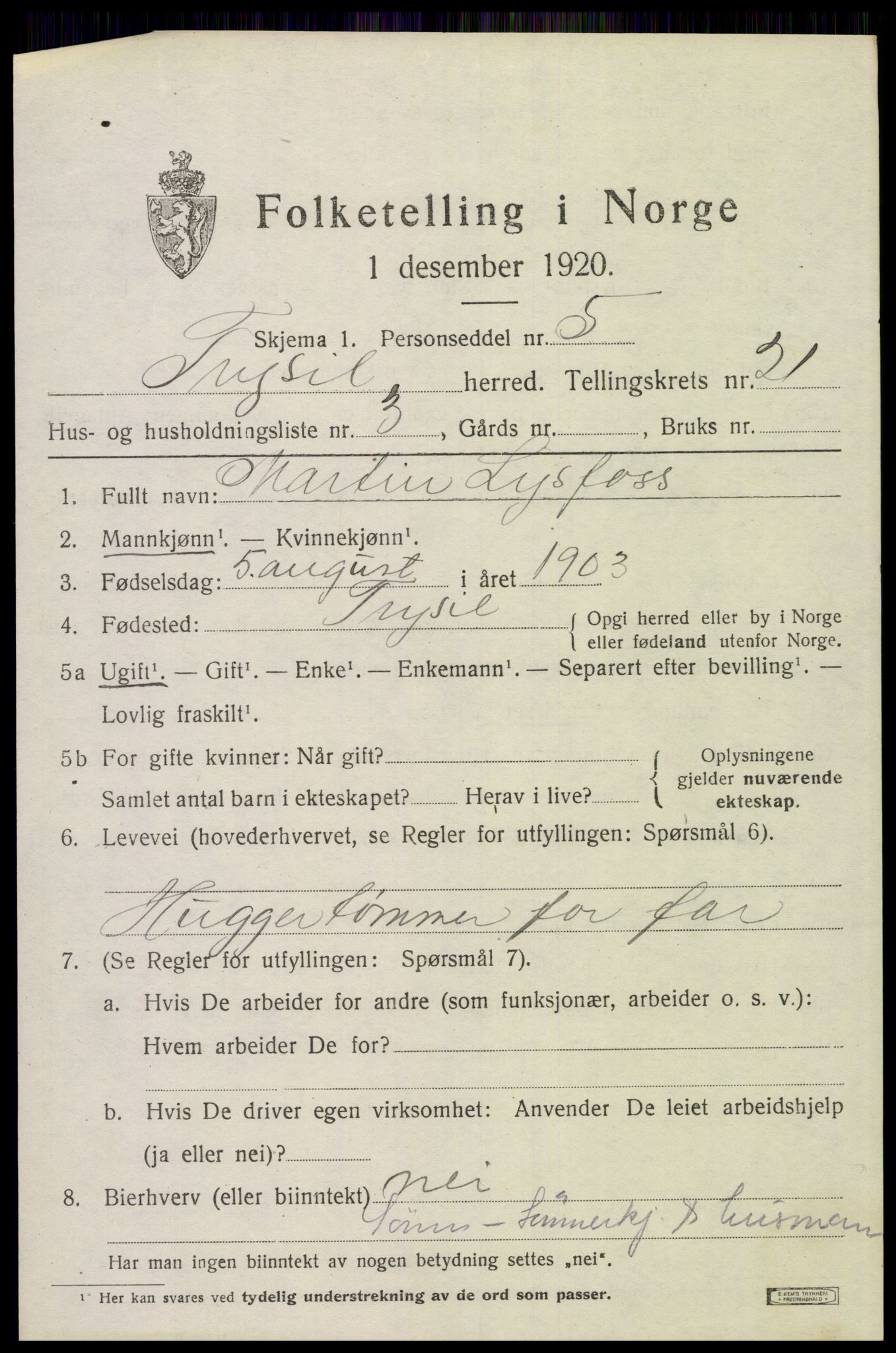 SAH, Folketelling 1920 for 0428 Trysil herred, 1920, s. 13778