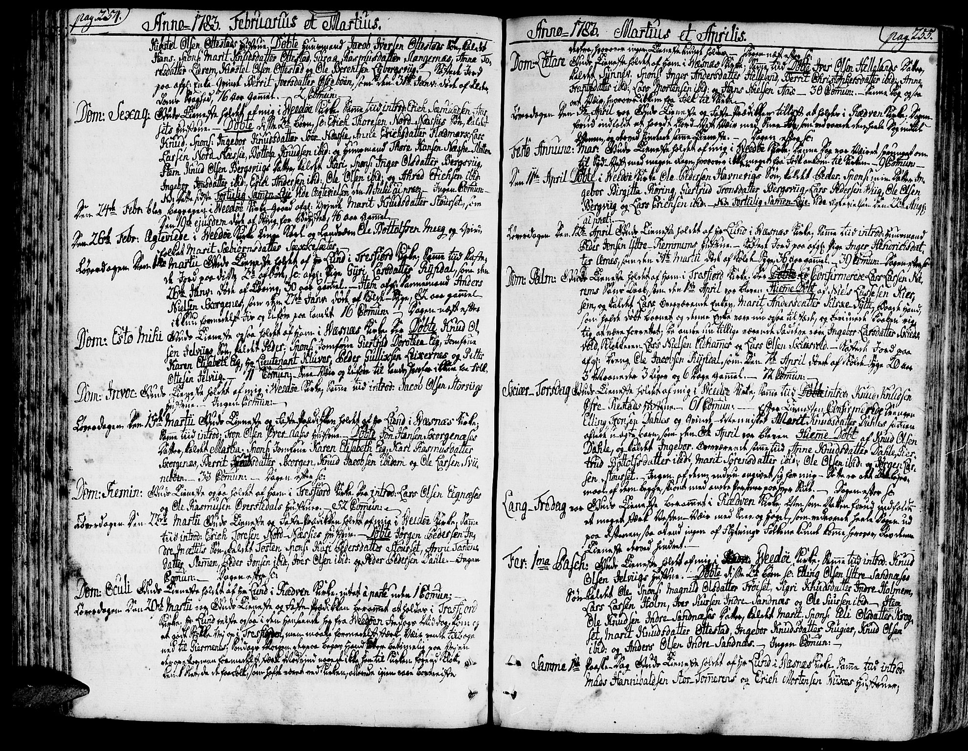 Ministerialprotokoller, klokkerbøker og fødselsregistre - Møre og Romsdal, AV/SAT-A-1454/547/L0600: Ministerialbok nr. 547A02, 1765-1799, s. 254-255