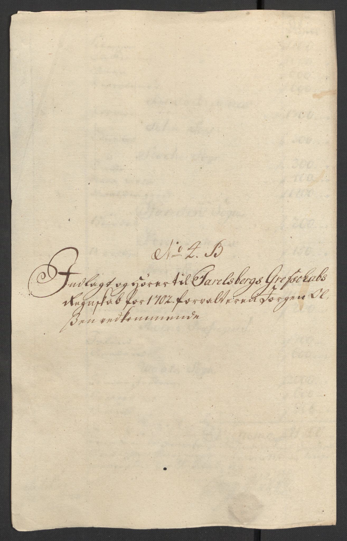 Rentekammeret inntil 1814, Reviderte regnskaper, Fogderegnskap, RA/EA-4092/R32/L1870: Fogderegnskap Jarlsberg grevskap, 1702, s. 138