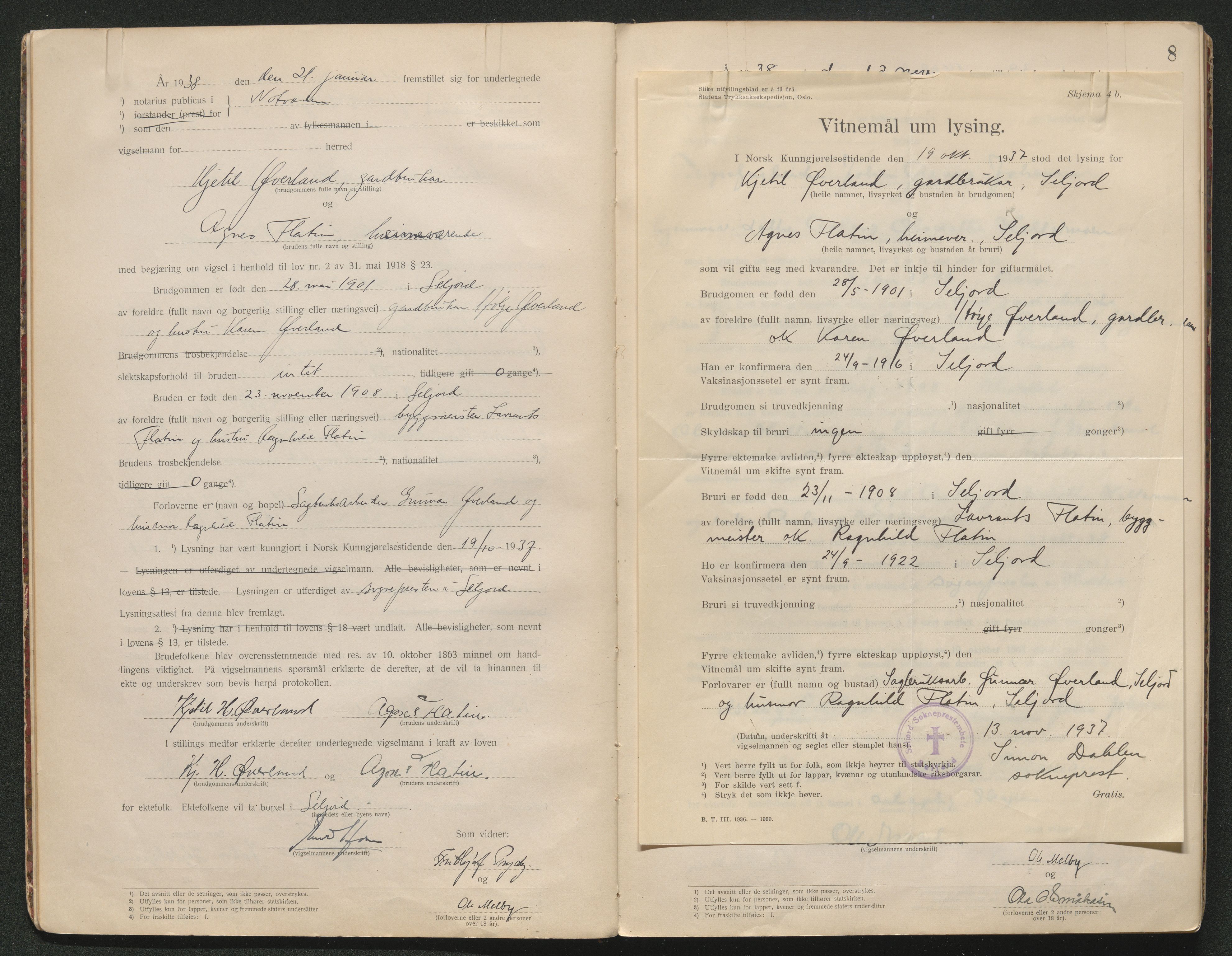 Tinn og Heddal sorenskriveri, AV/SAKO-A-212/L/La/L0003: Vigselsbok - , 1920-1945, s. 8