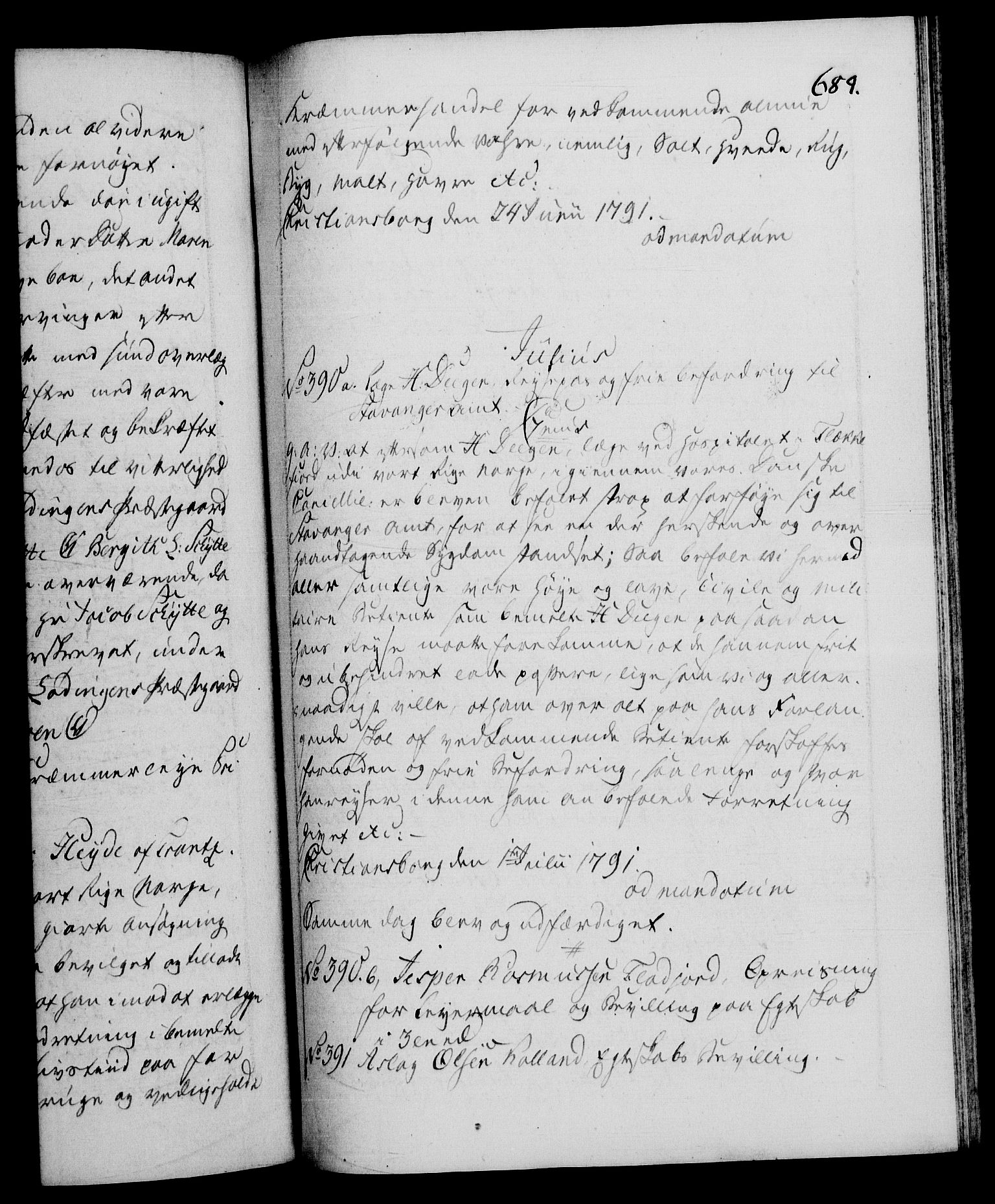 Danske Kanselli 1572-1799, RA/EA-3023/F/Fc/Fca/Fcaa/L0053: Norske registre, 1790-1791, s. 689a