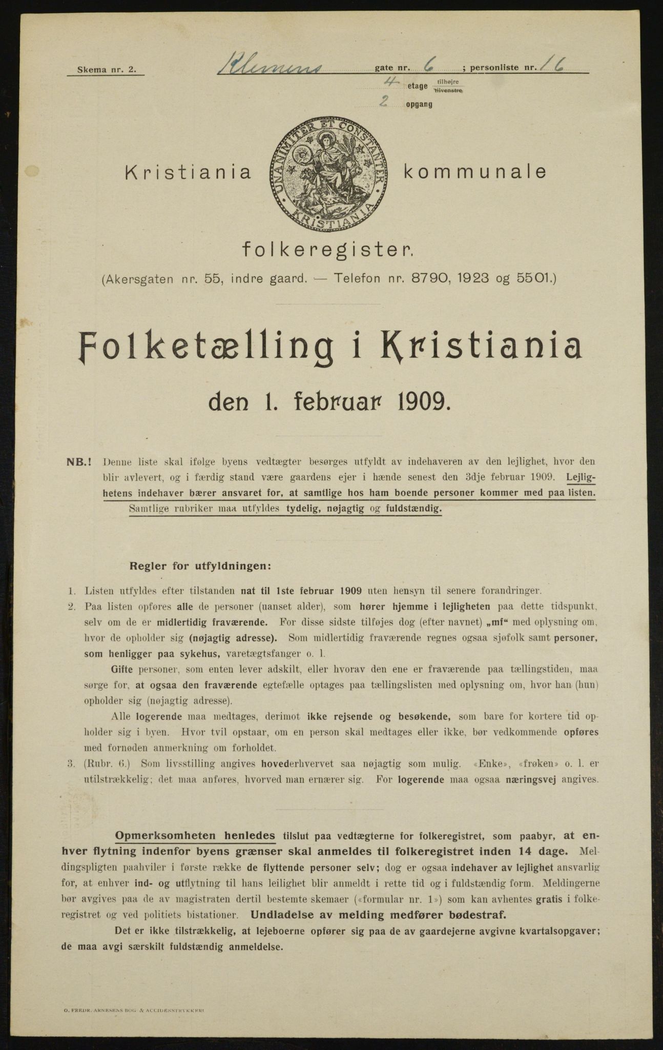 OBA, Kommunal folketelling 1.2.1909 for Kristiania kjøpstad, 1909, s. 11659