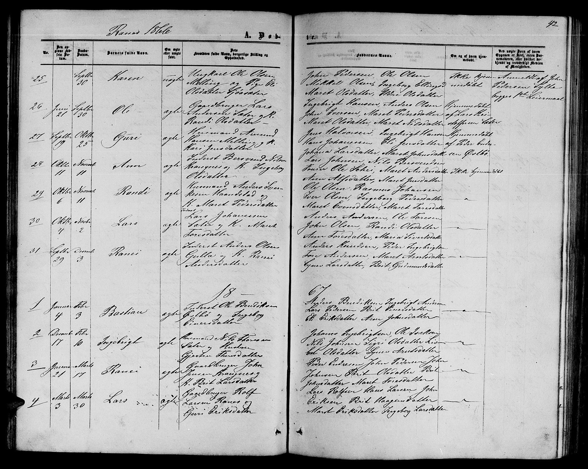 Ministerialprotokoller, klokkerbøker og fødselsregistre - Møre og Romsdal, SAT/A-1454/595/L1051: Klokkerbok nr. 595C03, 1866-1891, s. 42