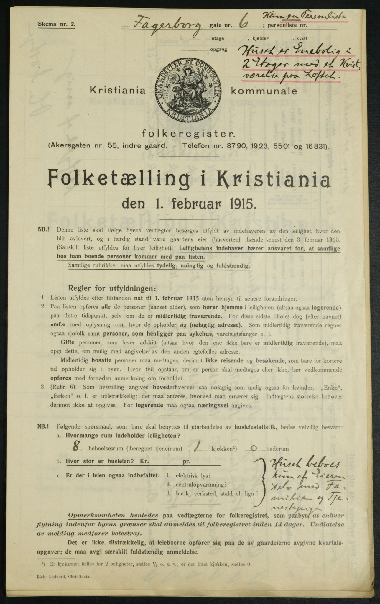 OBA, Kommunal folketelling 1.2.1915 for Kristiania, 1915, s. 22496