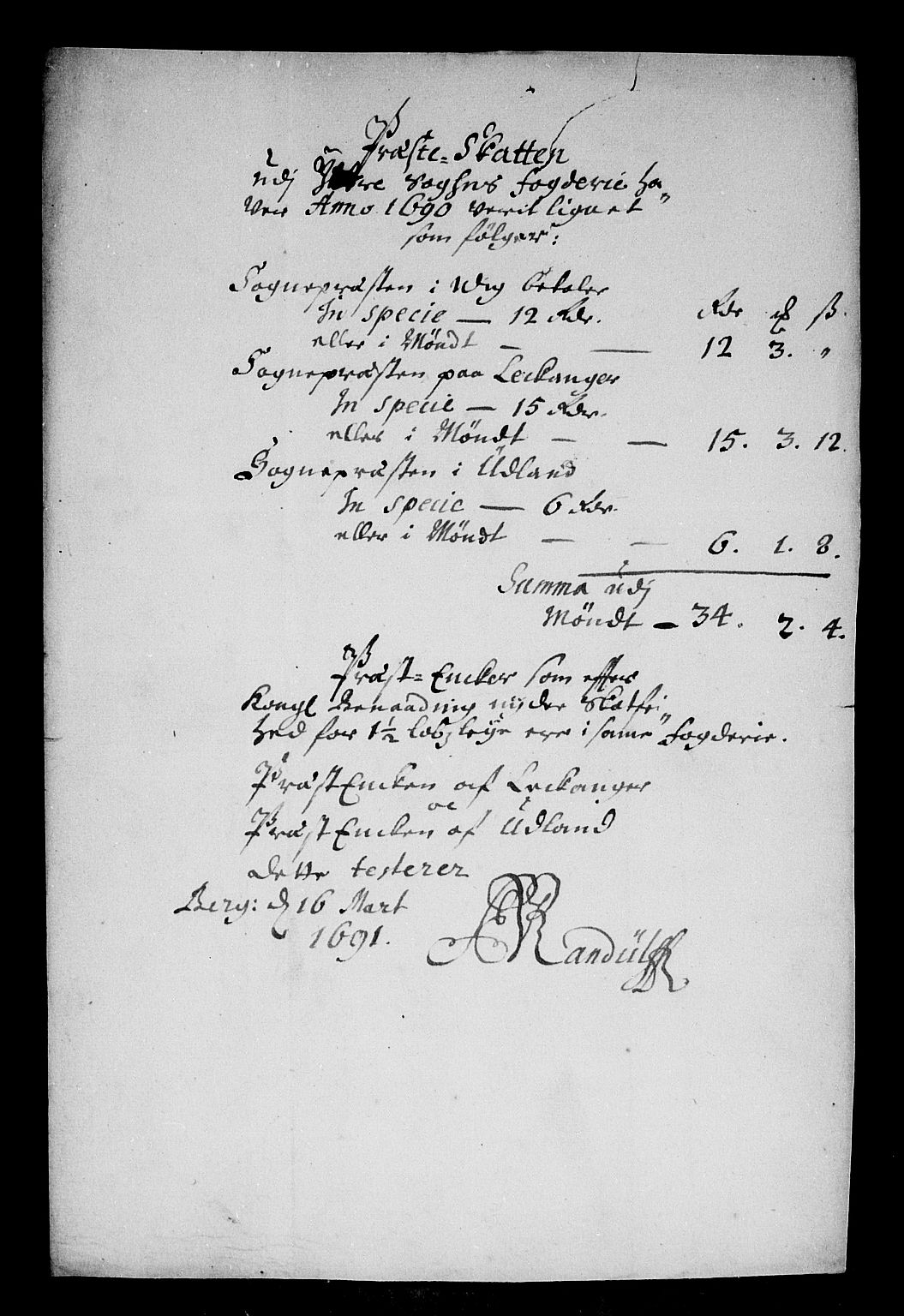 Rentekammeret inntil 1814, Reviderte regnskaper, Stiftamtstueregnskaper, Bergen stiftamt, AV/RA-EA-6043/R/Rc/L0093: Bergen stiftamt, 1690