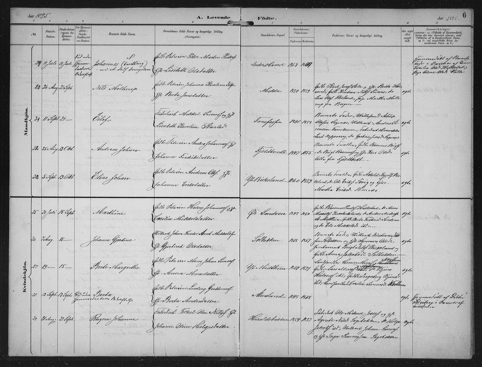 Fana Sokneprestembete, AV/SAB-A-75101/H/Hab/Haba/L0003: Klokkerbok nr. A 3, 1895-1902, s. 6