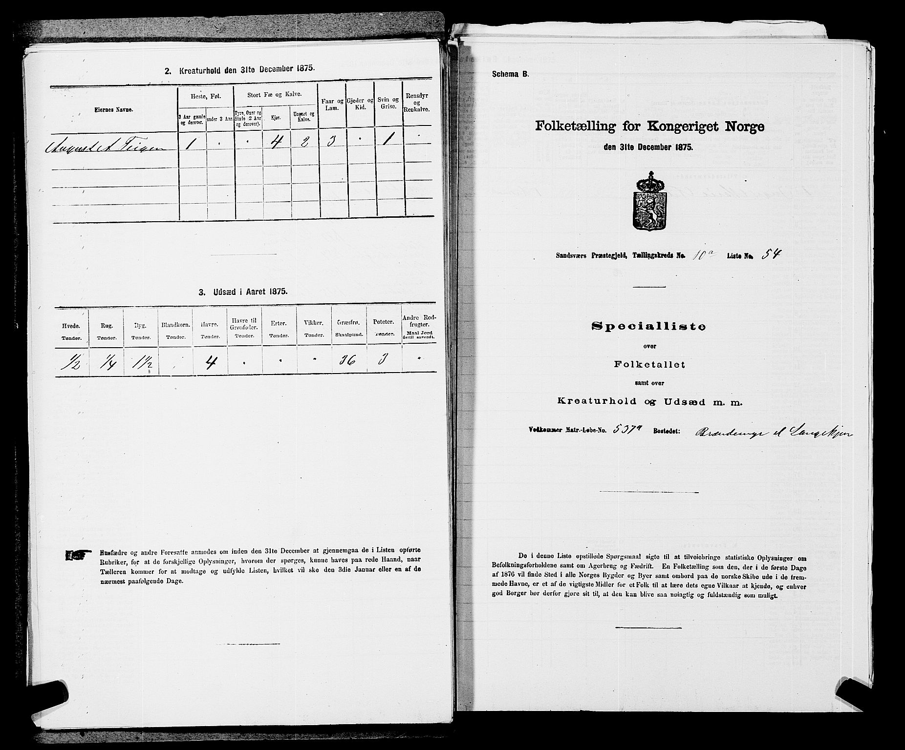 SAKO, Folketelling 1875 for 0629P Sandsvær prestegjeld, 1875, s. 1694