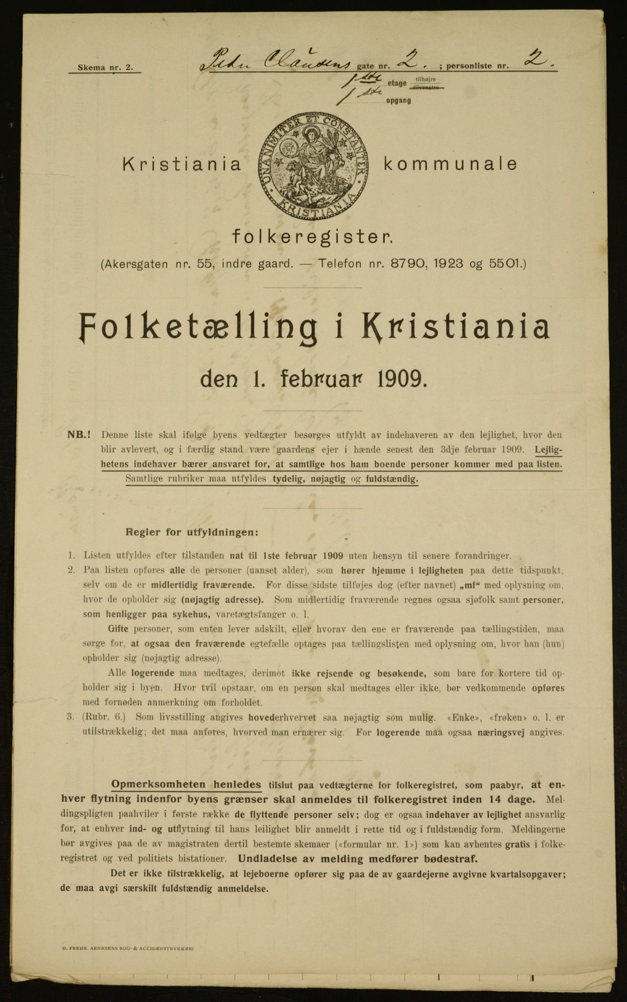 OBA, Kommunal folketelling 1.2.1909 for Kristiania kjøpstad, 1909, s. 71337