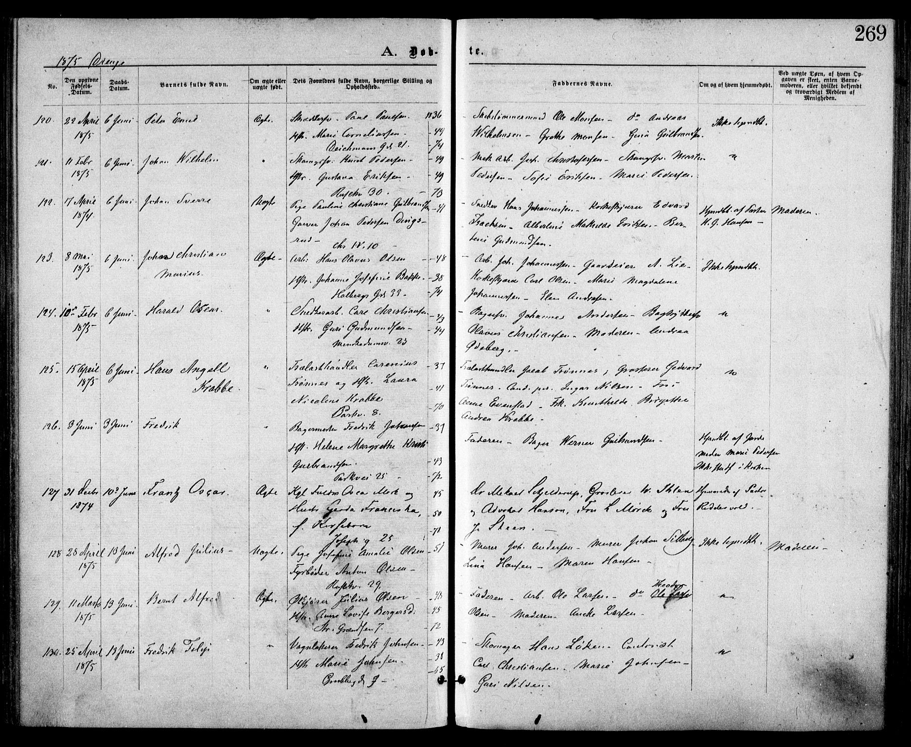 Trefoldighet prestekontor Kirkebøker, AV/SAO-A-10882/F/Fa/L0003: Ministerialbok nr. I 3, 1870-1876, s. 269