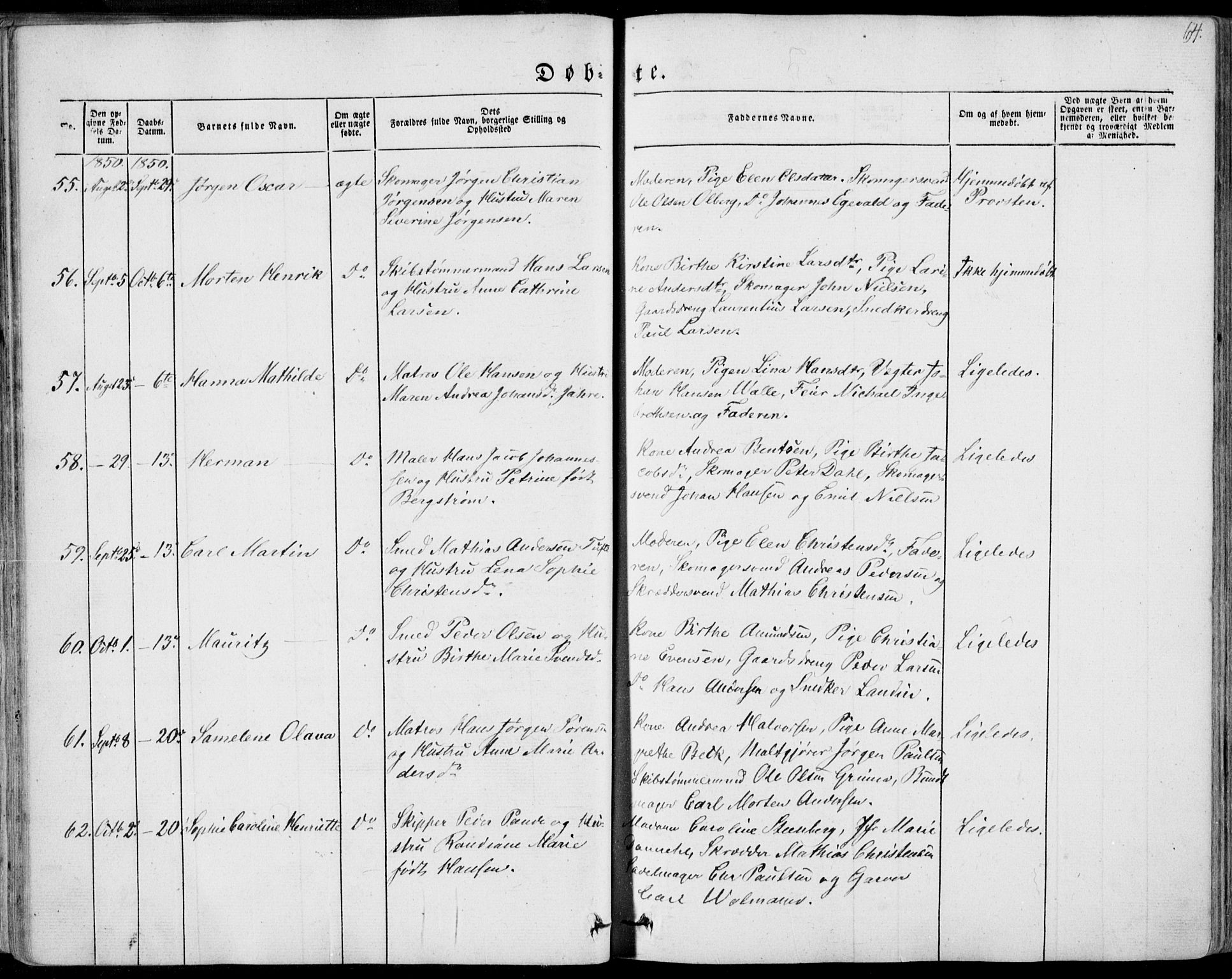 Tønsberg kirkebøker, AV/SAKO-A-330/F/Fa/L0007: Ministerialbok nr. I 7, 1845-1854, s. 64