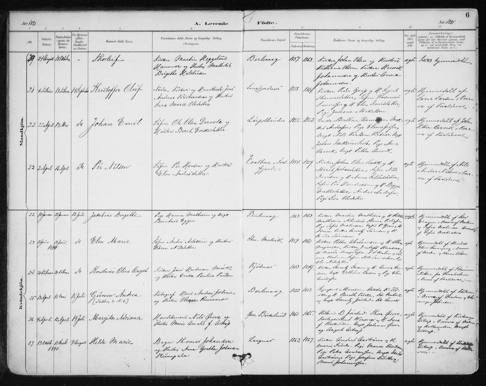 Tana sokneprestkontor, AV/SATØ-S-1334/H/Ha/L0005kirke: Ministerialbok nr. 5, 1891-1903, s. 6